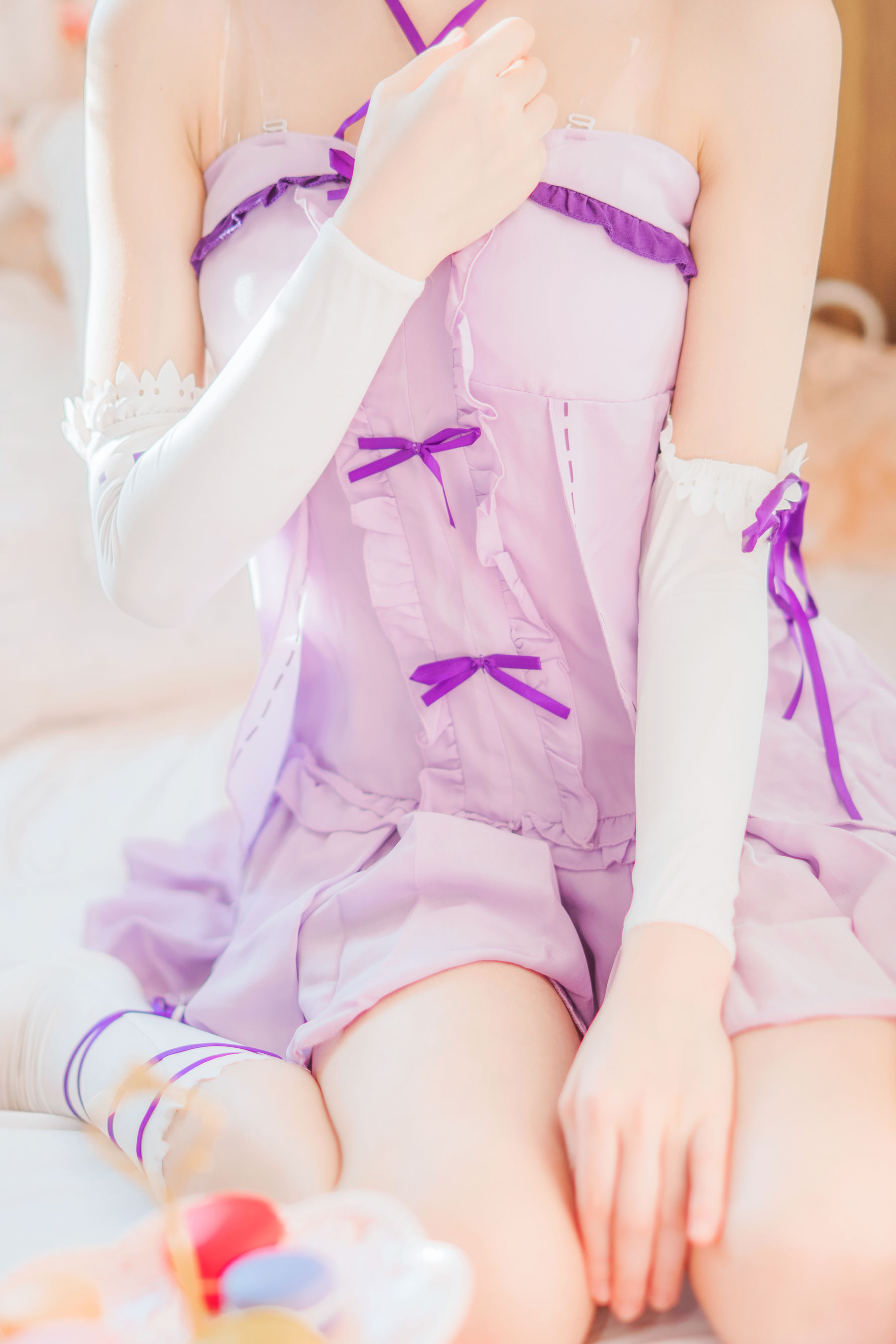 [Cosplay写真] 动漫博主蠢沫沫 – 蕾姆小睡裙 [40P]