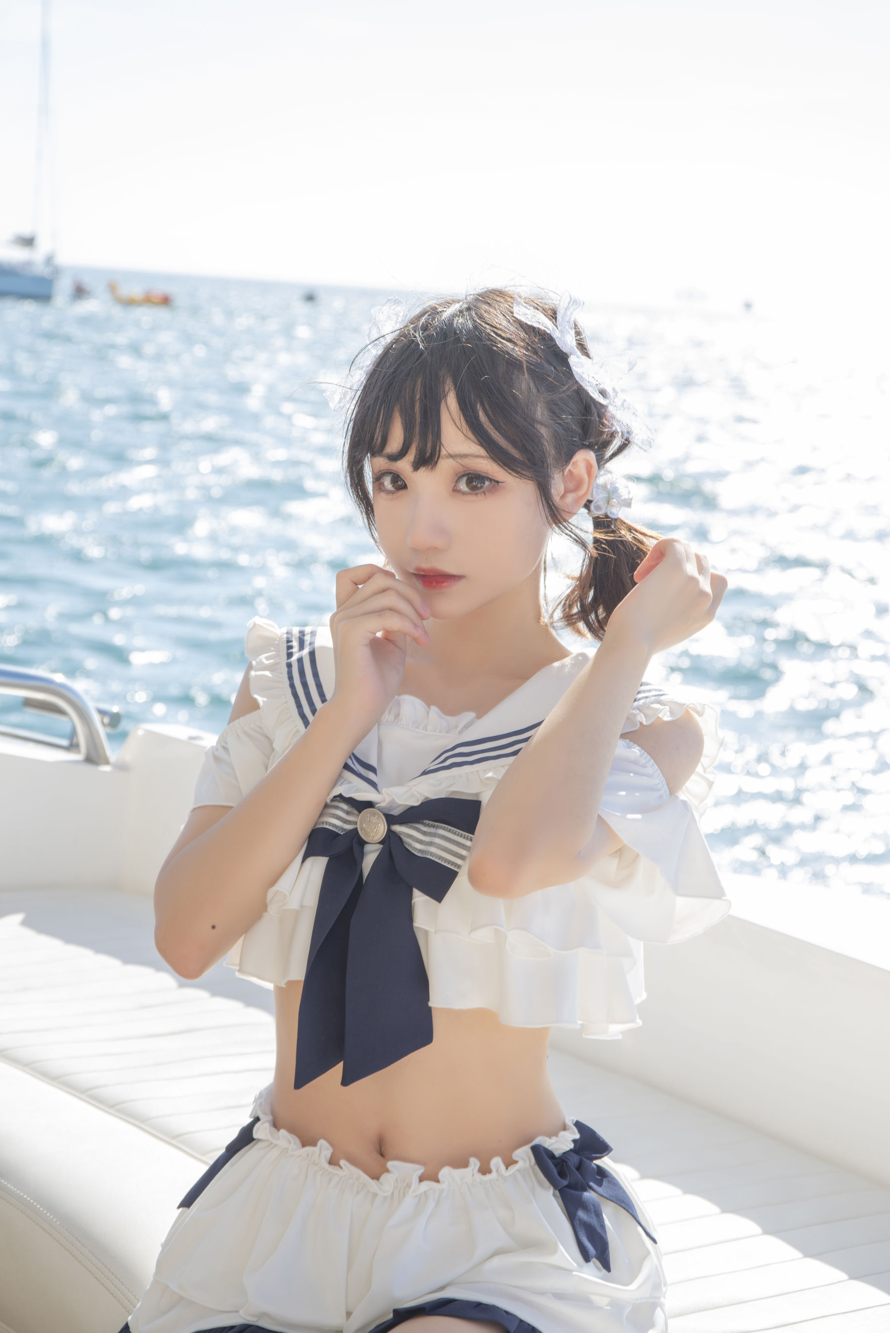 花柒Hana – 三亚熊之海军风泳装 [12P]