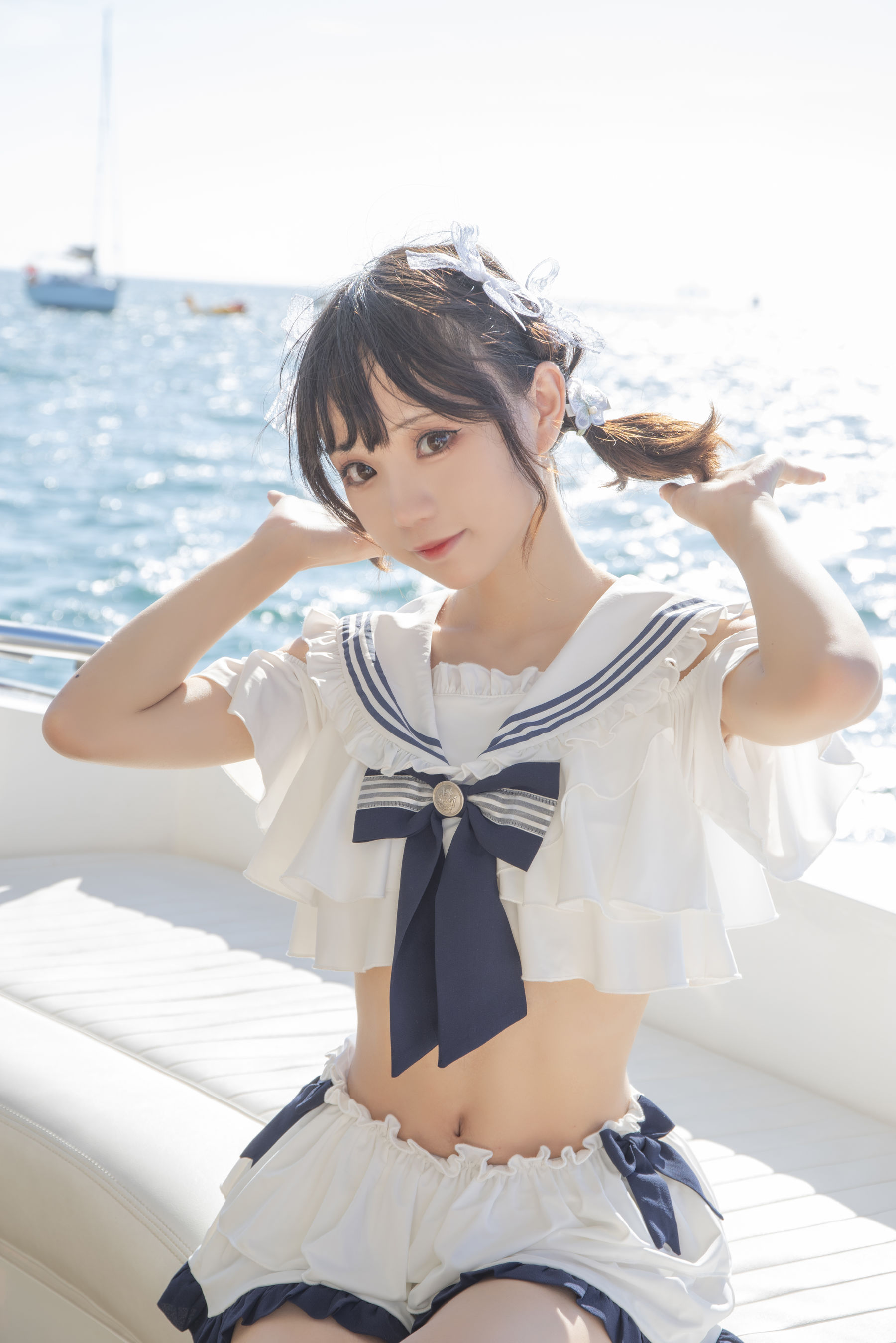 花柒Hana – 三亚熊之海军风泳装 [12P]