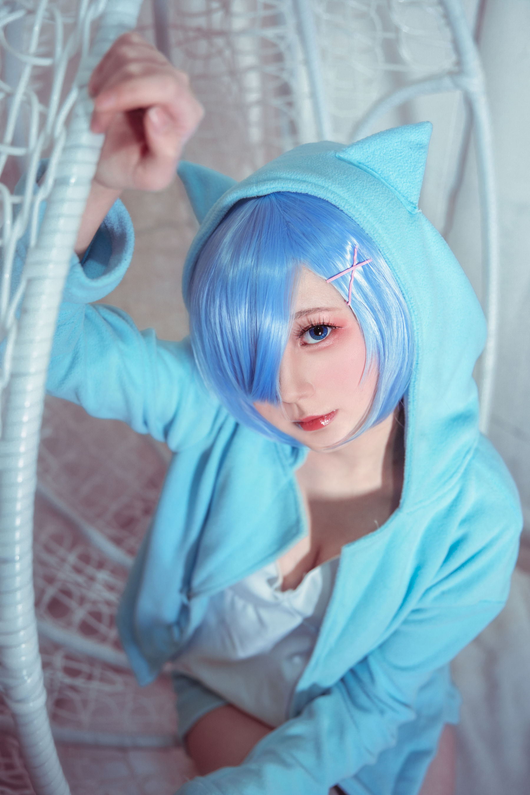 [Cosplay写真] 动漫博主弦音sic – RE从零开始的异世界生活 蕾姆猫咪睡衣 [9P]