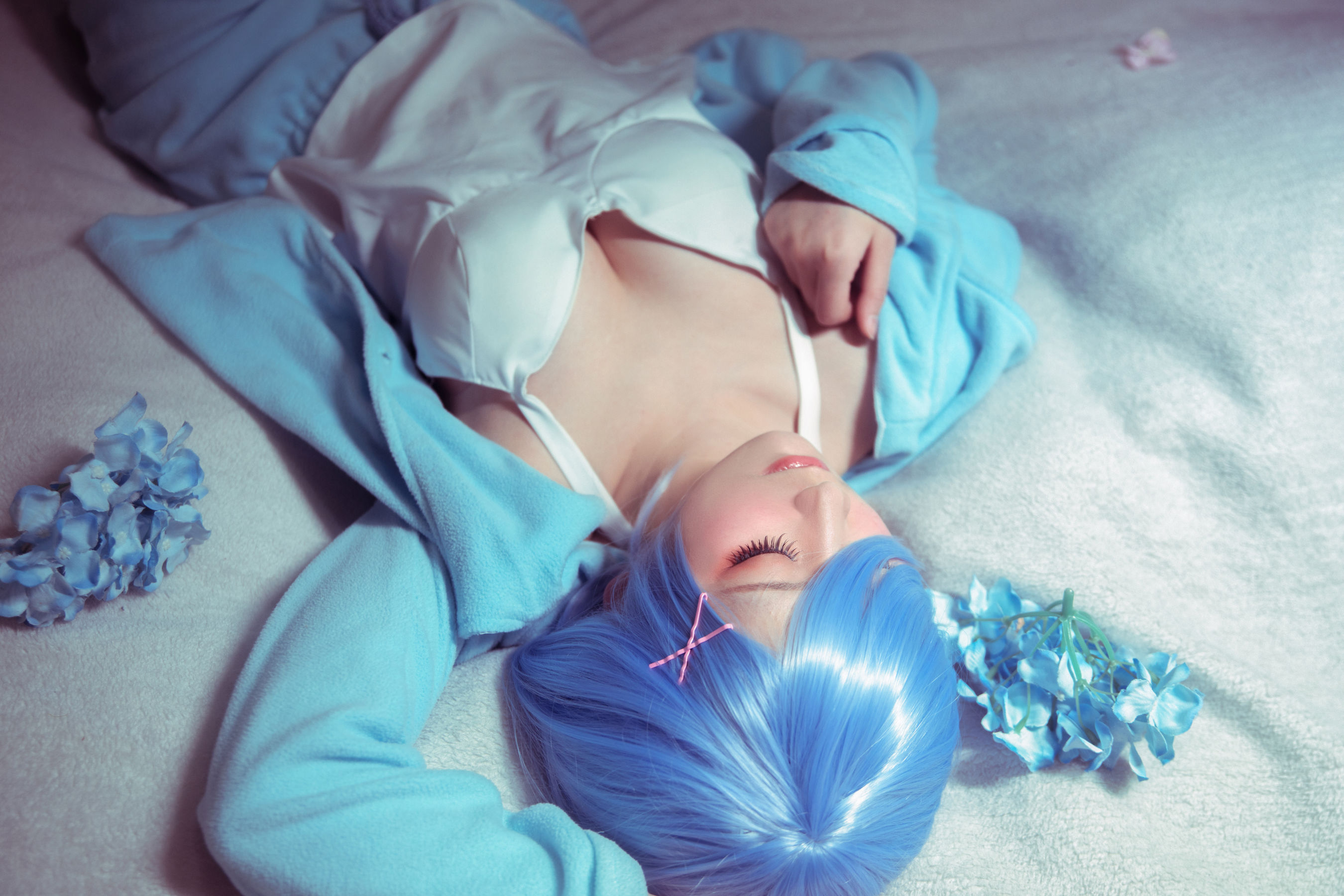 [Cosplay写真] 动漫博主弦音sic – RE从零开始的异世界生活 蕾姆猫咪睡衣 [9P]