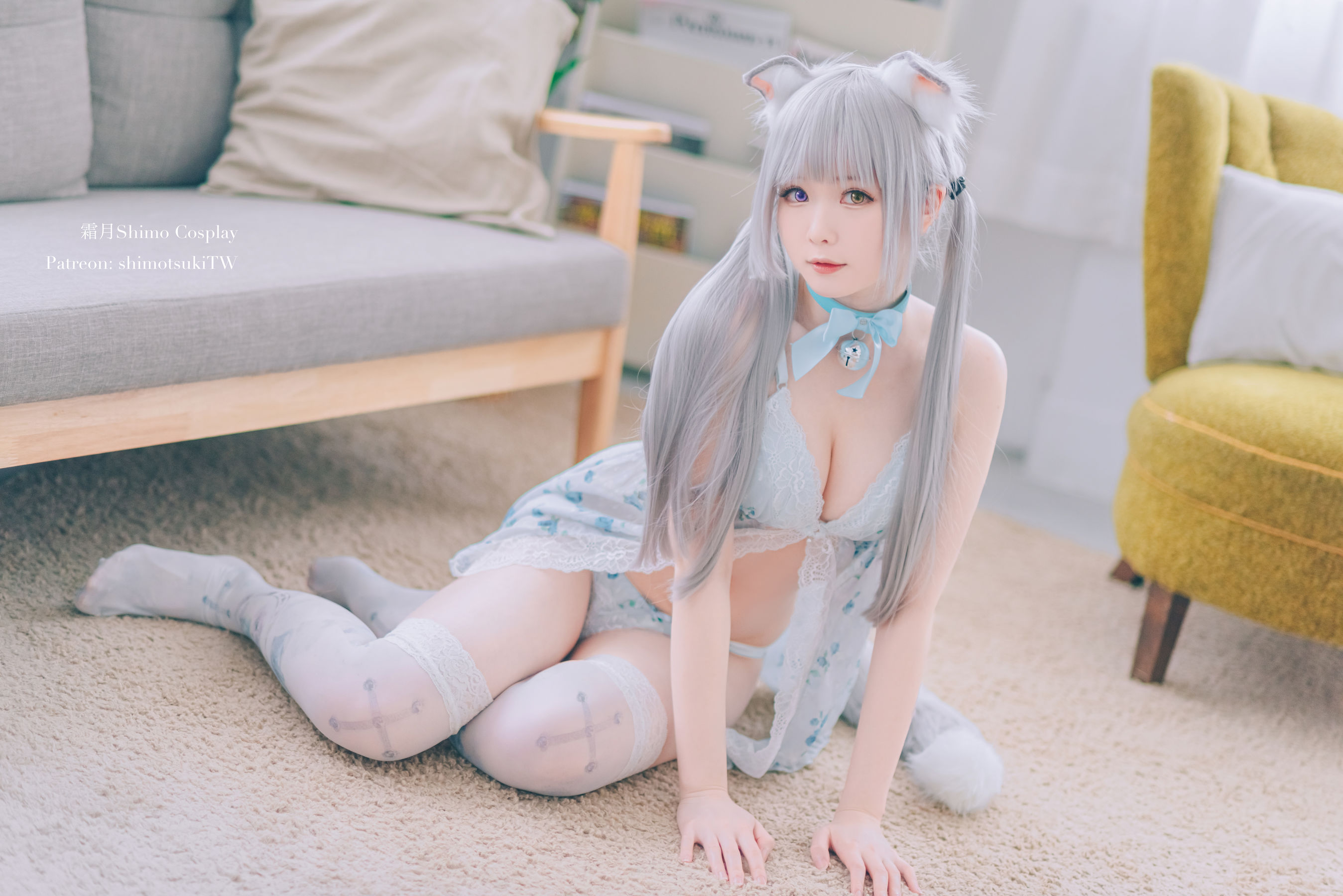 微博妹纸霜月shimo – ベビードールと灰色ねこ [15P]