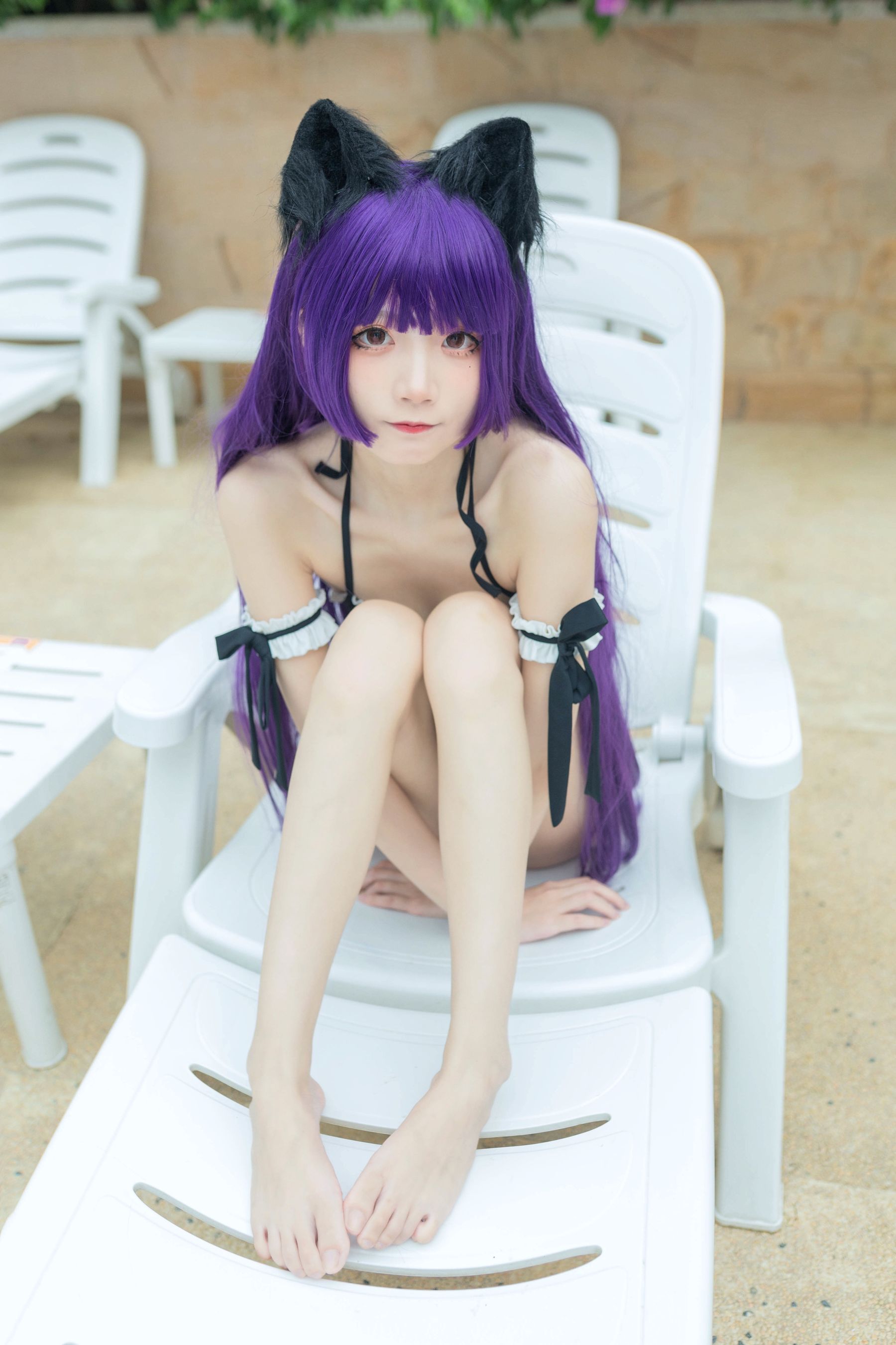 清纯少女五更百鬼 – 黑猫泳装 [12P]