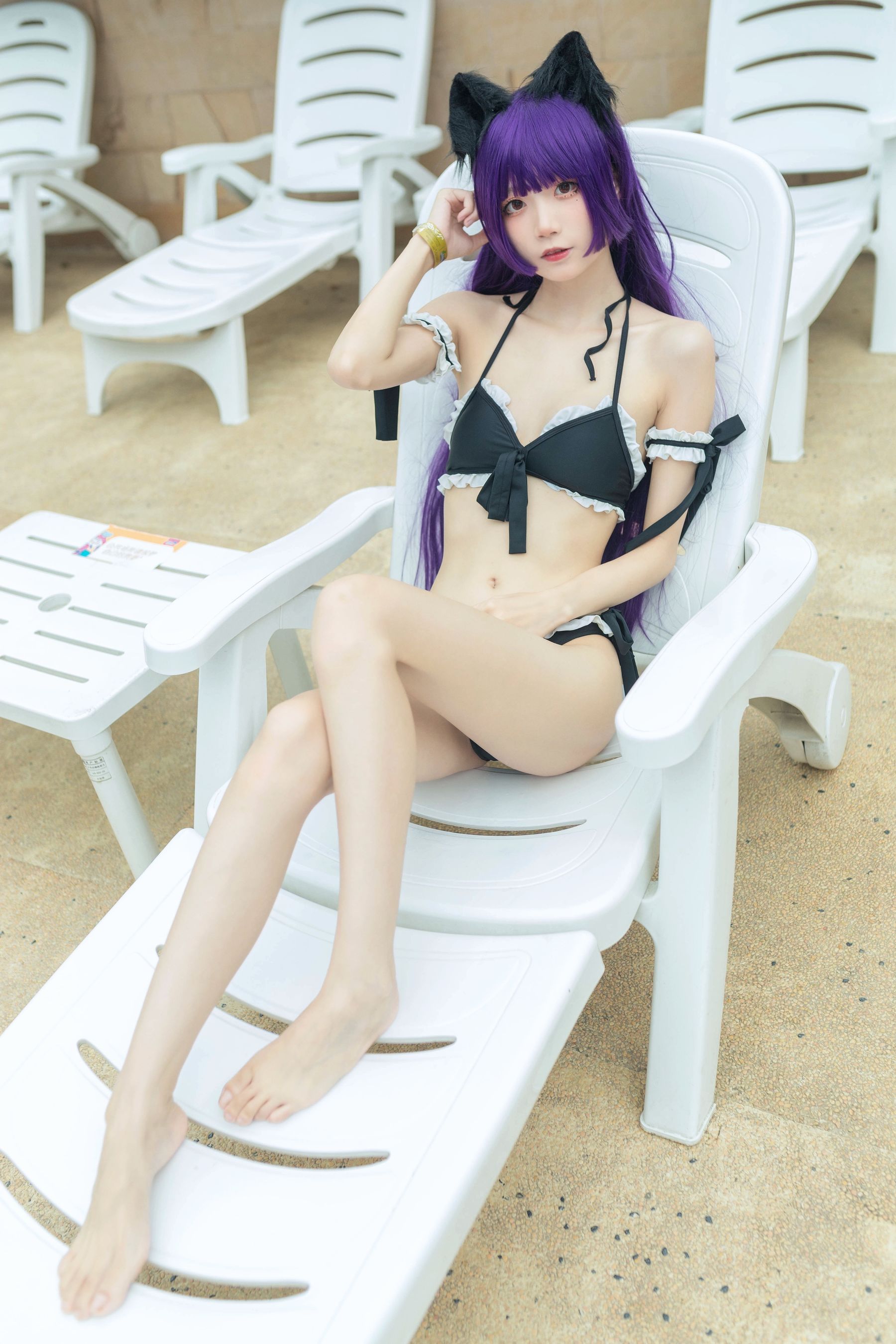 清纯少女五更百鬼 – 黑猫泳装 [12P]