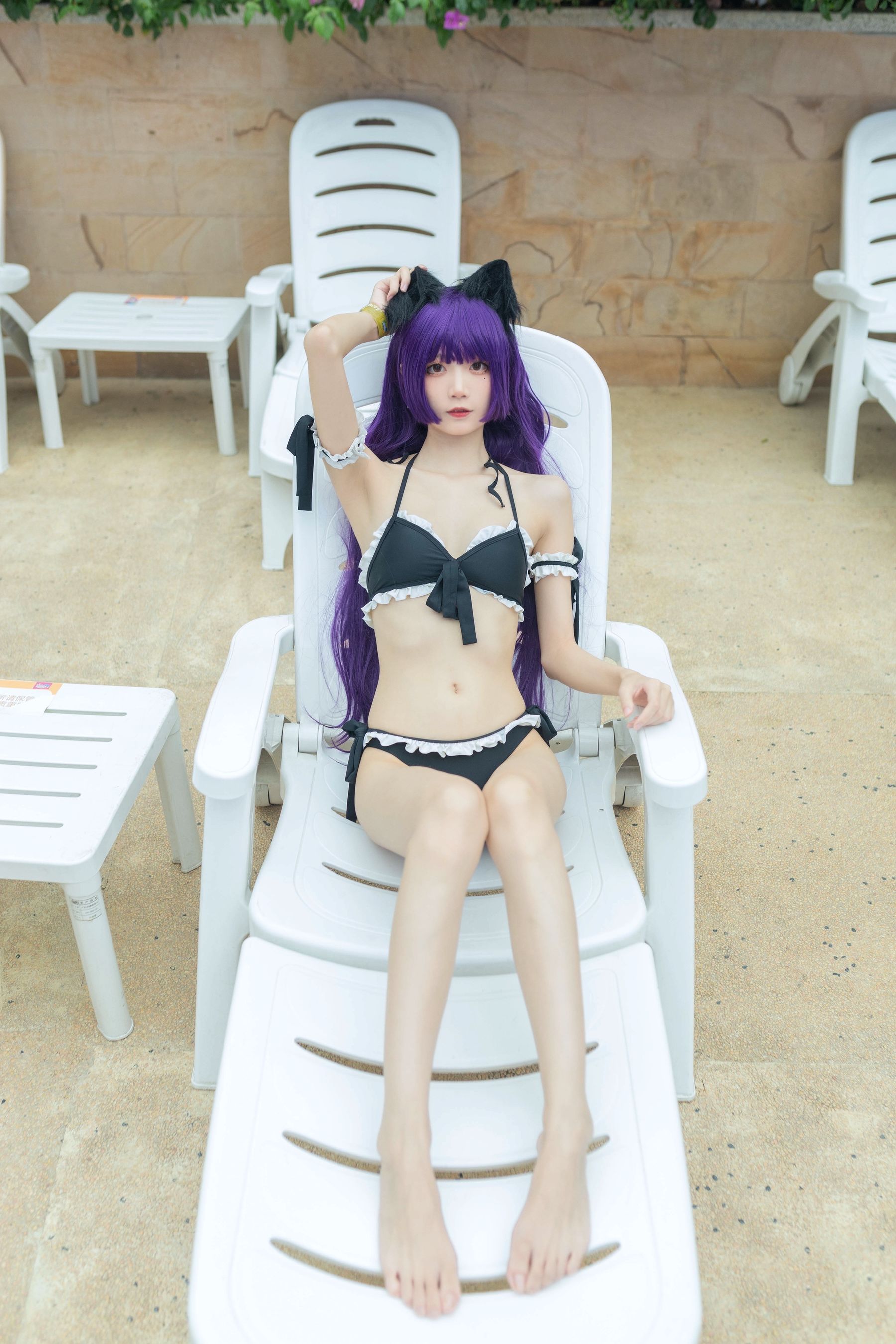 清纯少女五更百鬼 – 黑猫泳装 [12P]