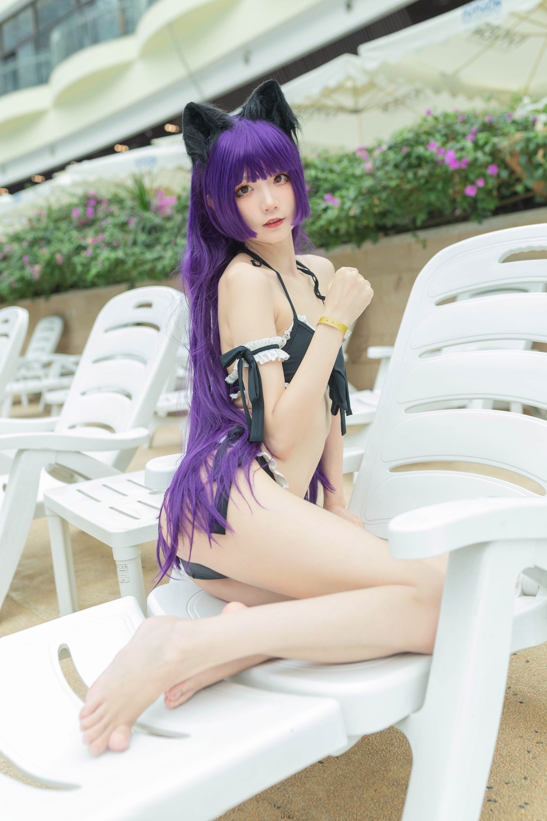 清纯少女五更百鬼 – 黑猫泳装 [12P]