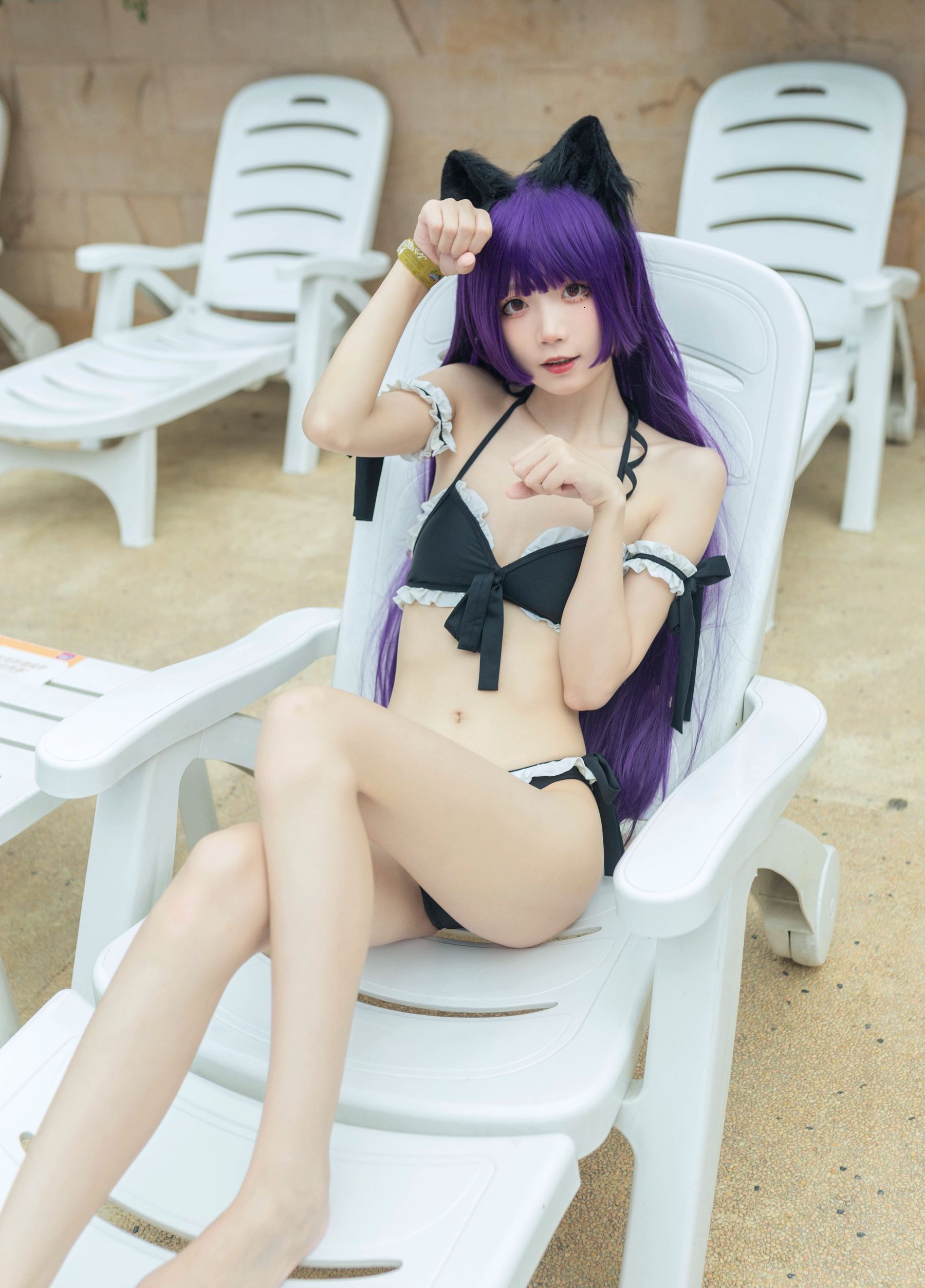清纯少女五更百鬼 – 黑猫泳装 [12P]