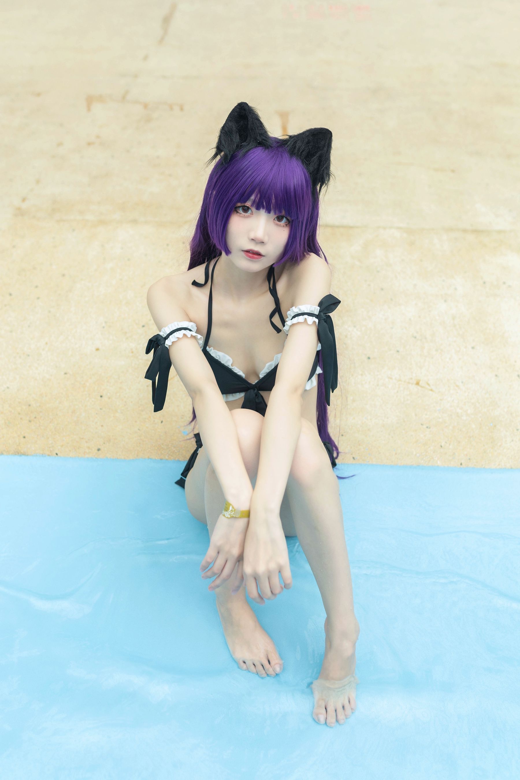 清纯少女五更百鬼 – 黑猫泳装 [12P]