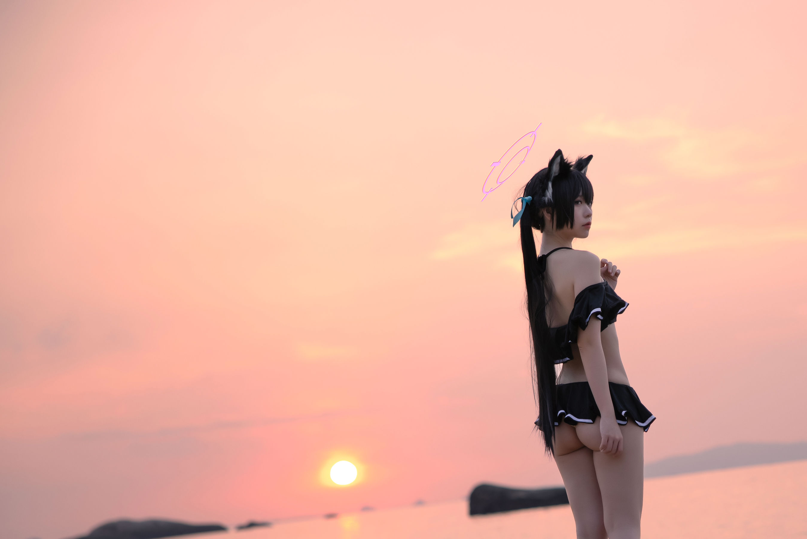 动漫博主G44不会受伤 – 碧蓝档案 黑見芹香 海边泳装 [20P]