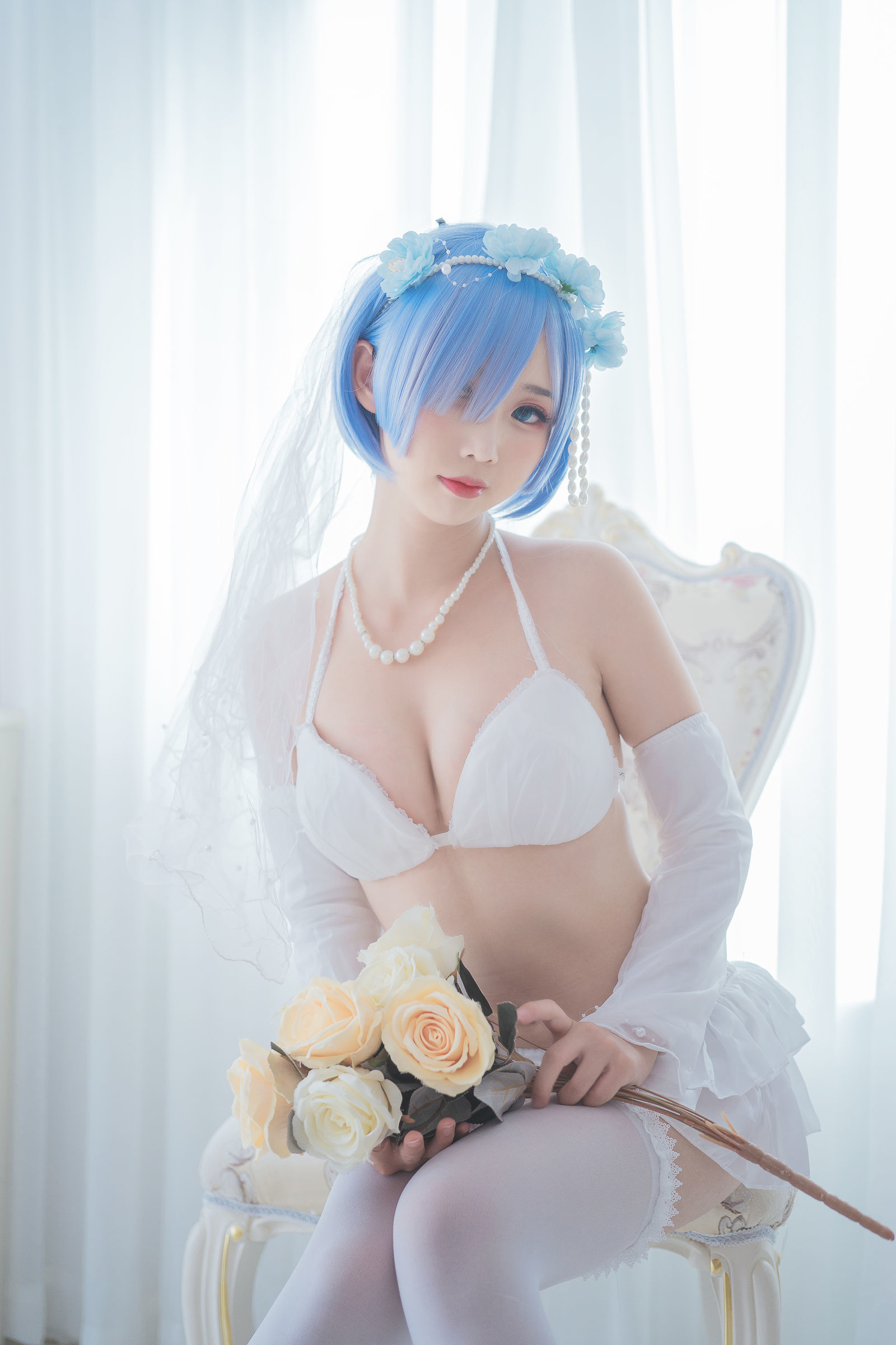 [萝莉COS] 面饼仙儿 – 花嫁蕾姆 [28P]