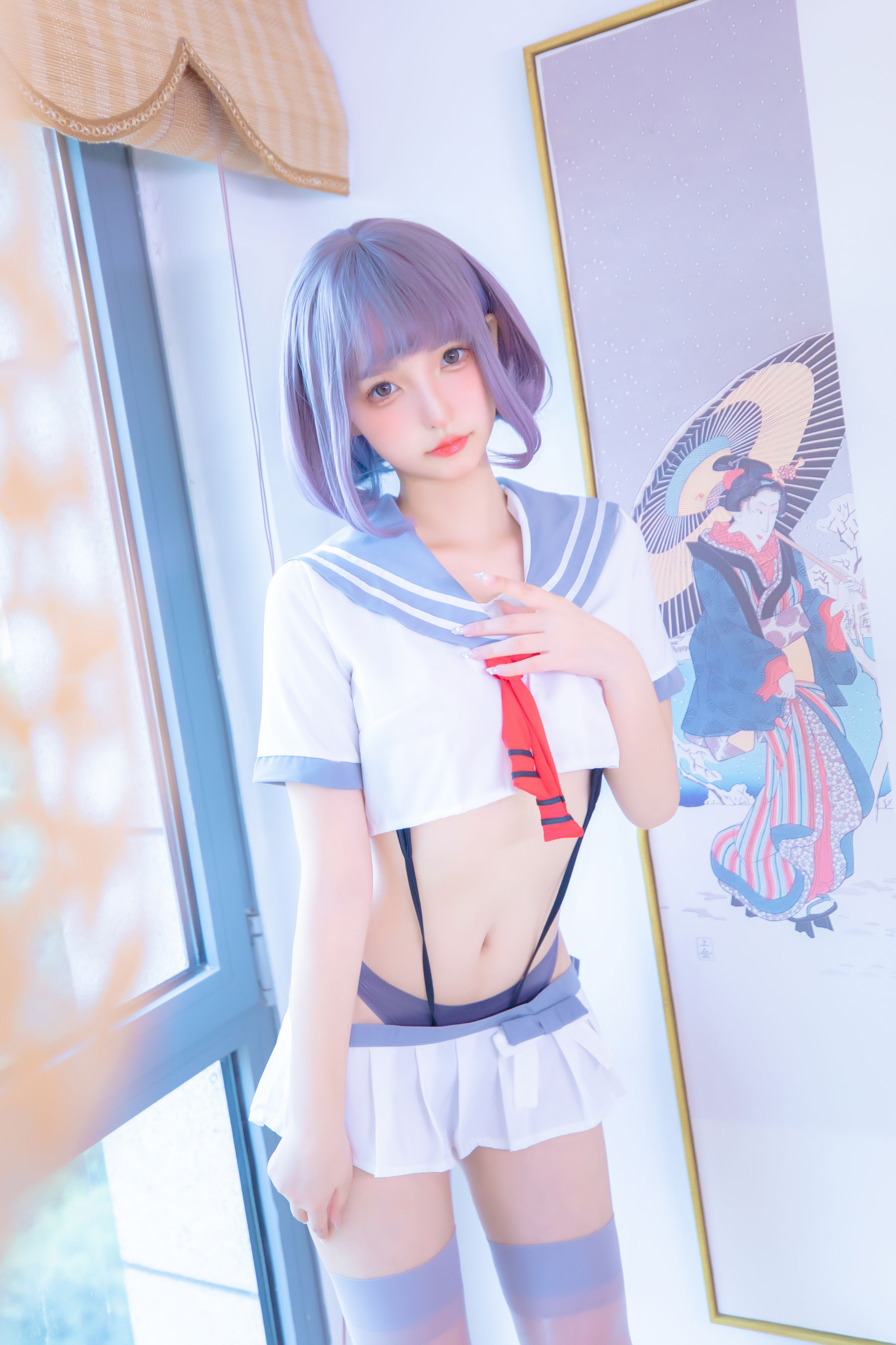 神楽坂真冬 灰丝吊带JK [75P]
