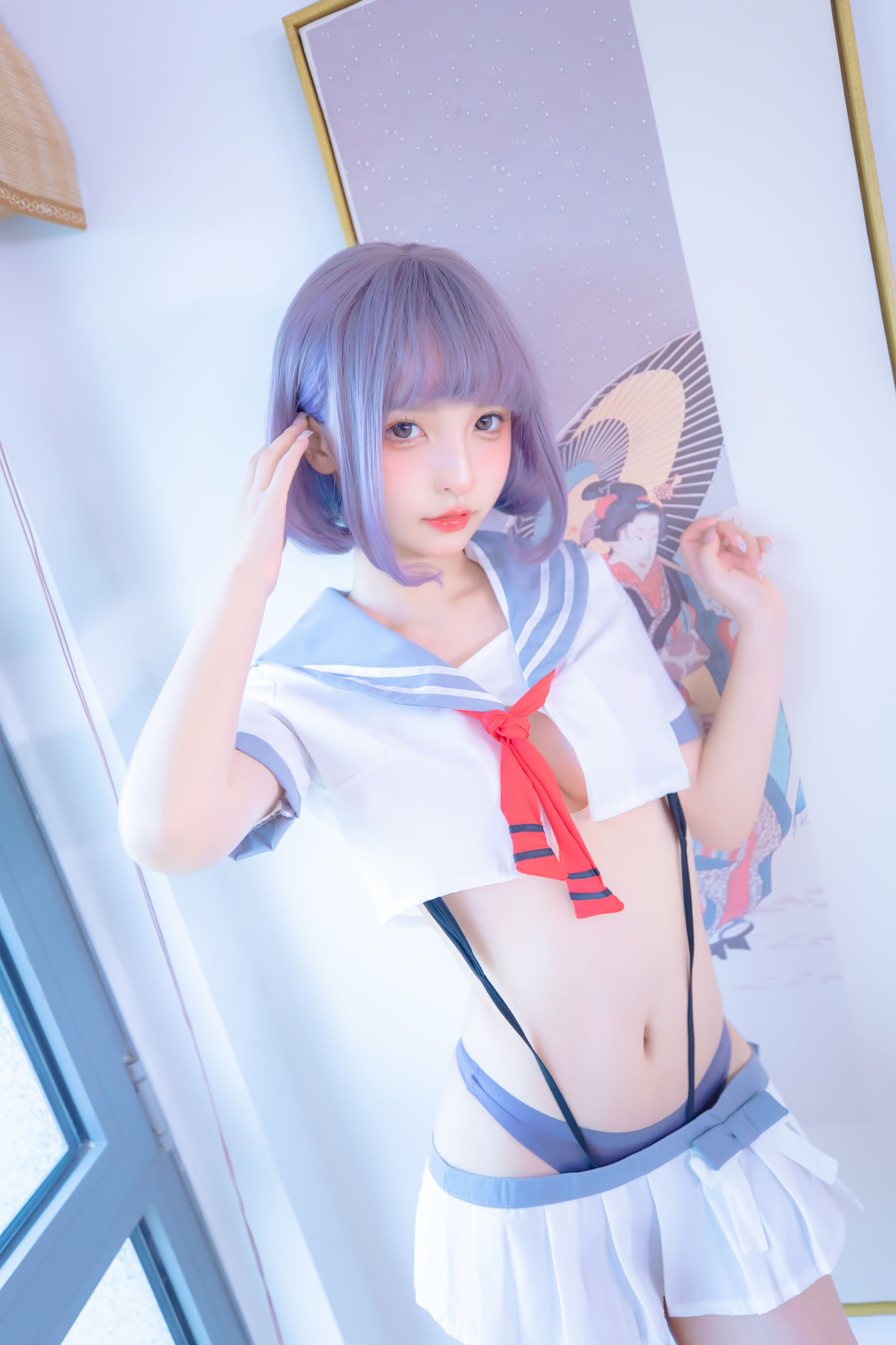 神楽坂真冬 灰丝吊带JK [75P]