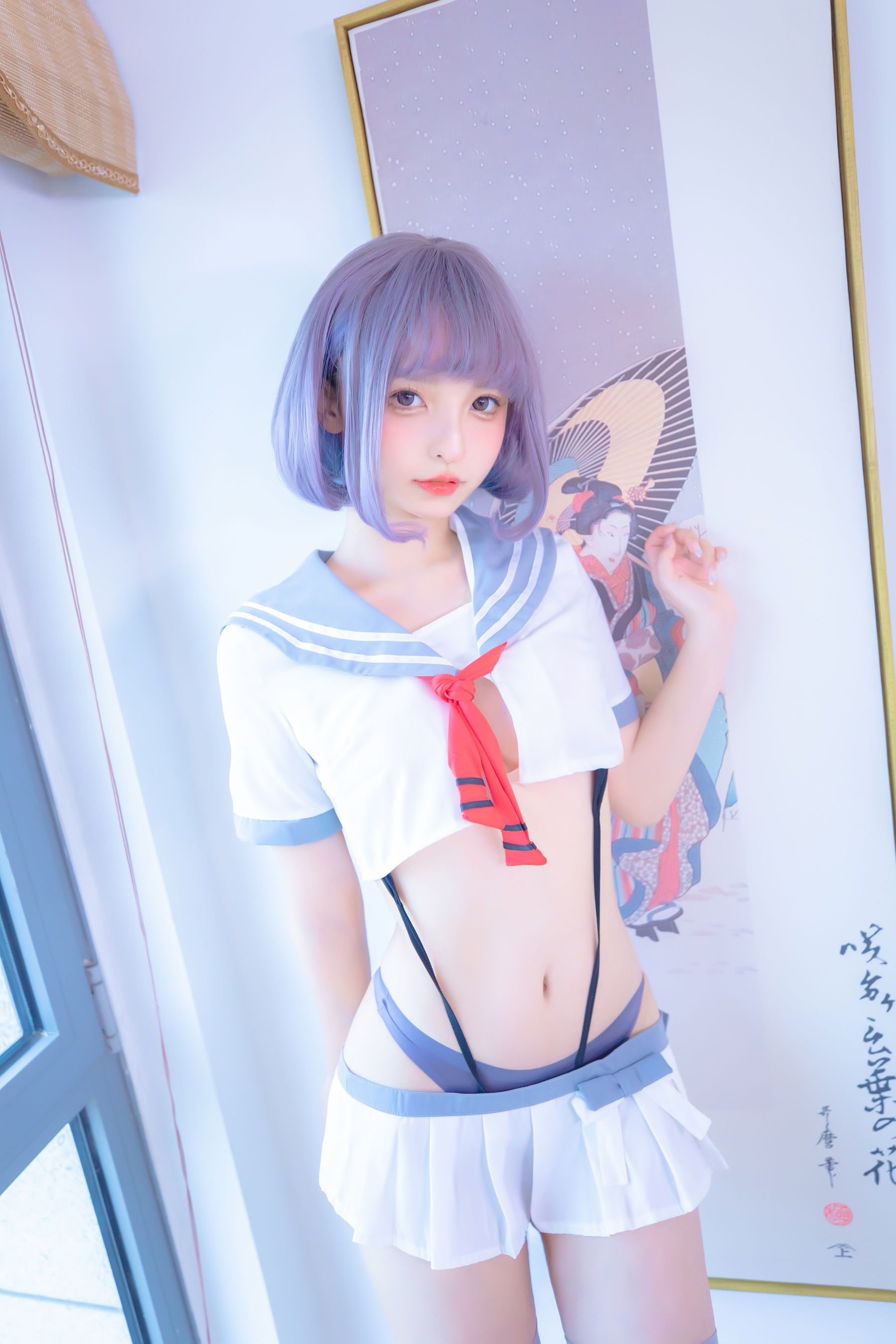 神楽坂真冬 灰丝吊带JK [75P]