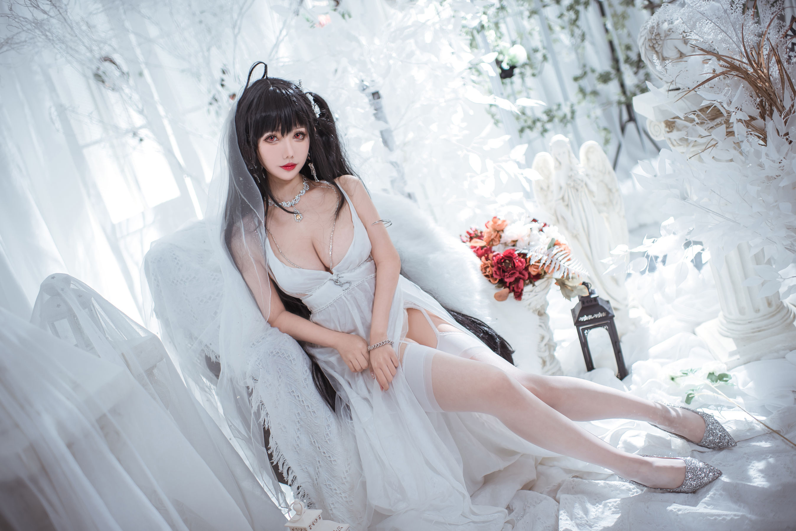 仙女月 – 大凤纯白婚纱 [30P]