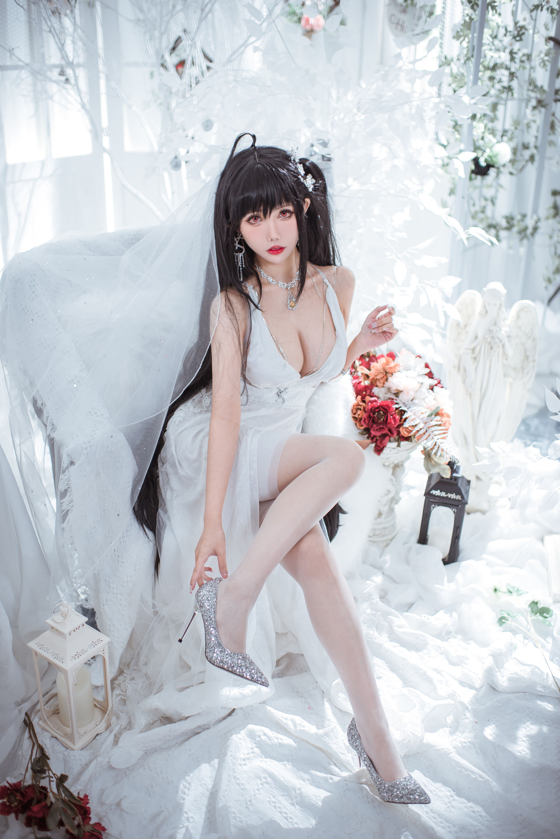 仙女月 – 大凤纯白婚纱 [30P]