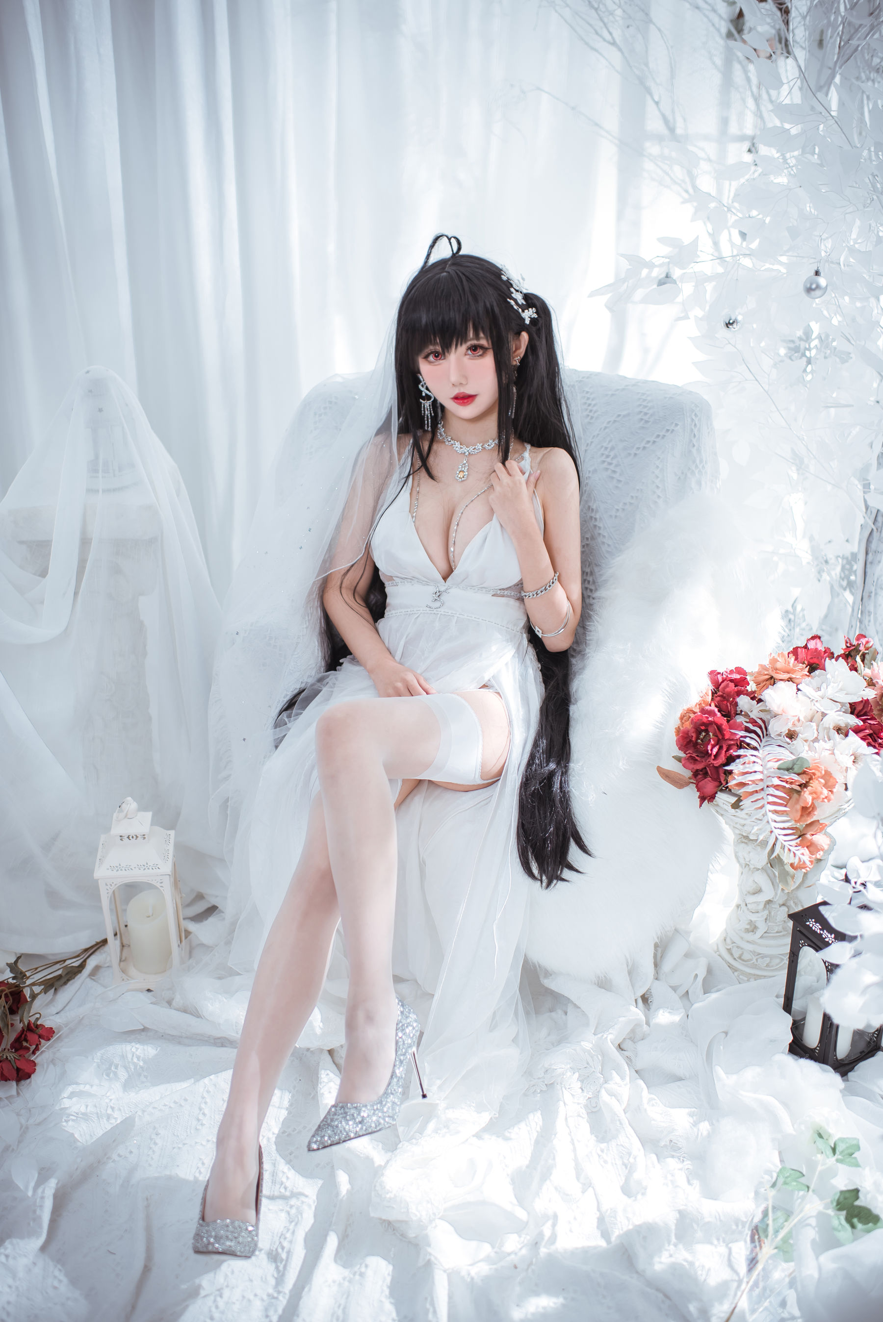 仙女月 – 大凤纯白婚纱 [30P]