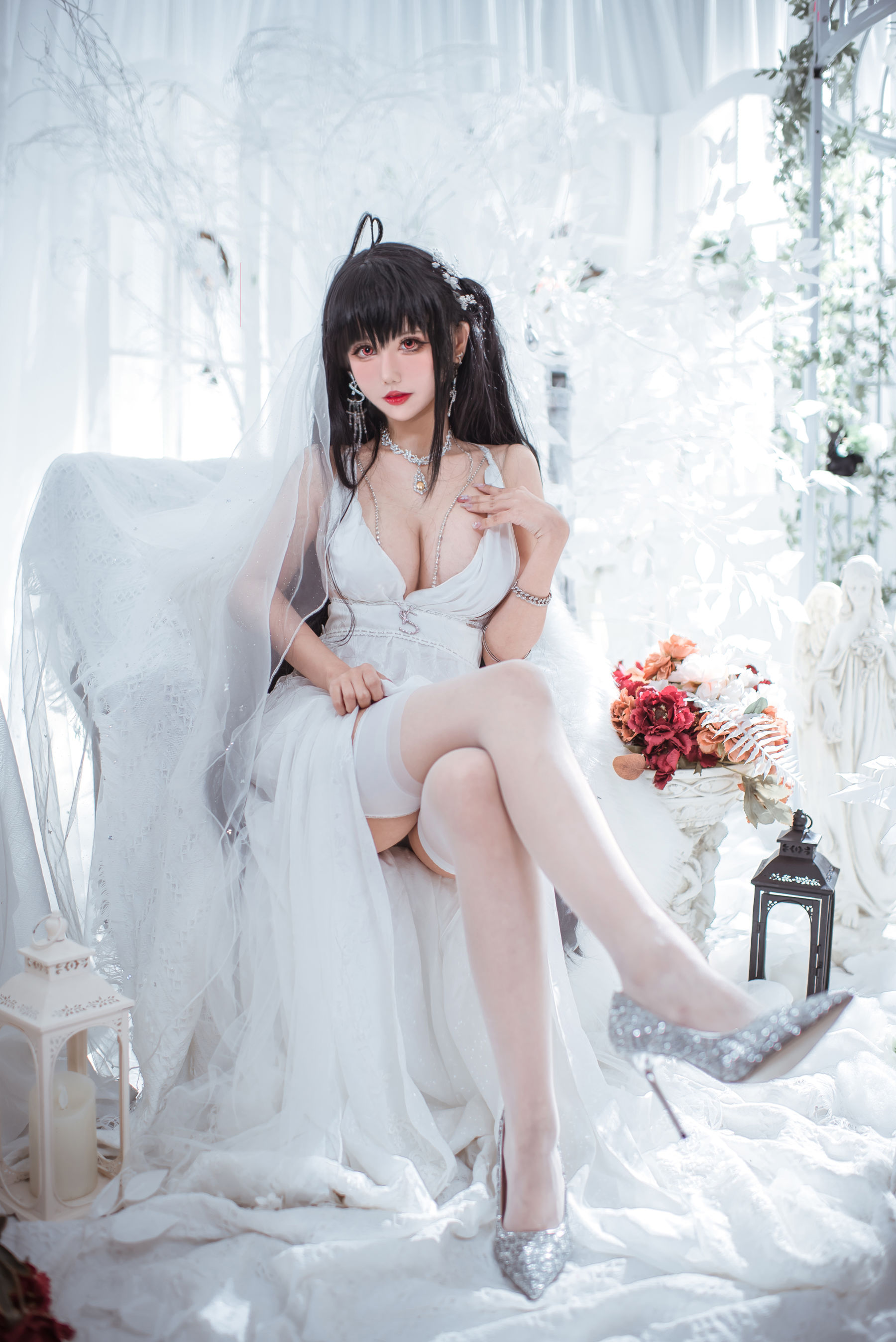 仙女月 – 大凤纯白婚纱 [30P]