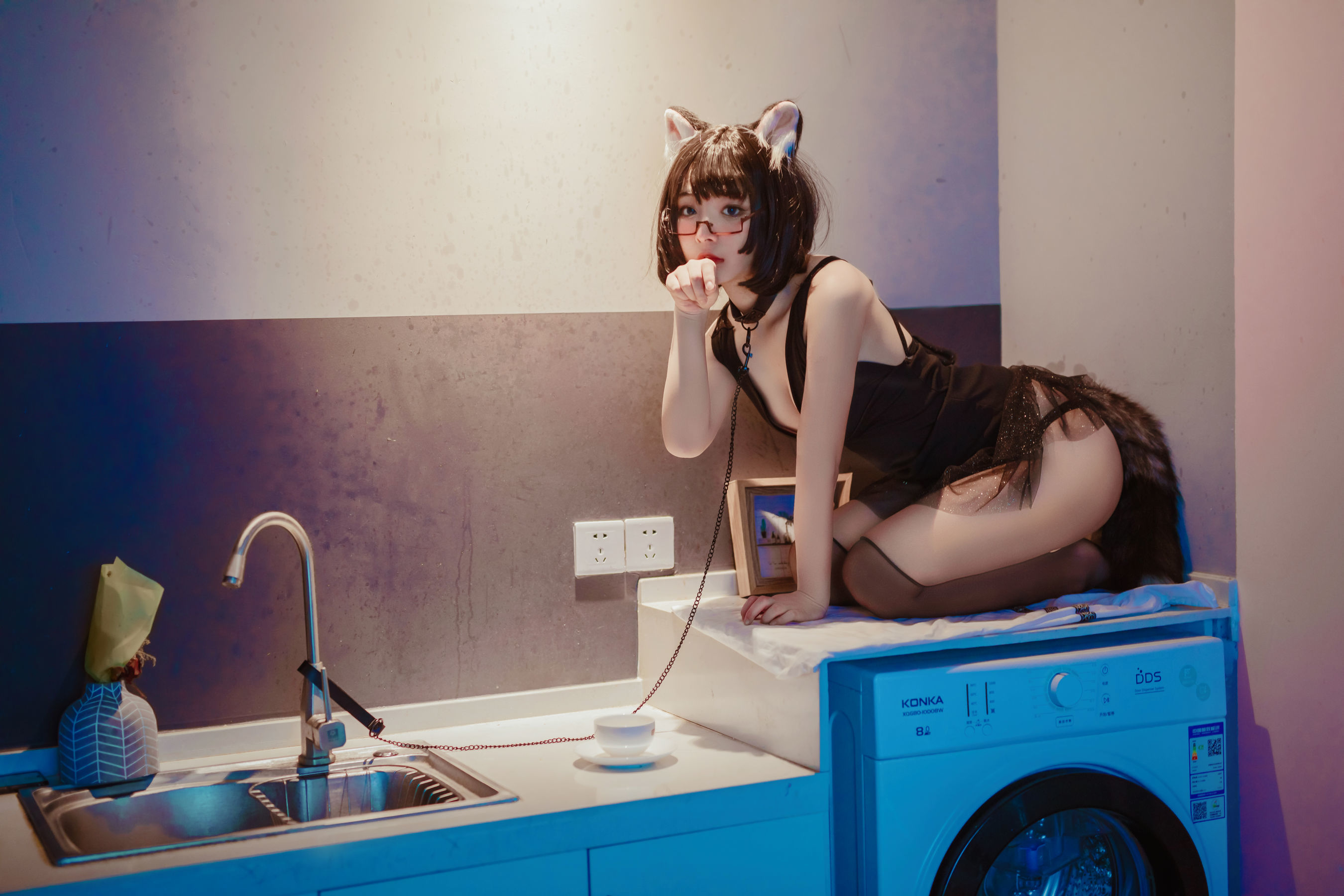 yuuhui玉汇 – 猫猫头黑裙子 [10P]