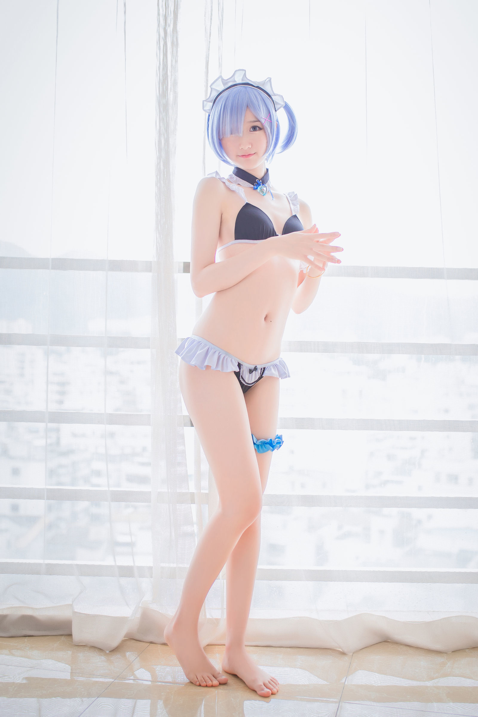 [萝莉COS] 木绵绵OwO – 蕾姆泳装+兔女郎 [30P]