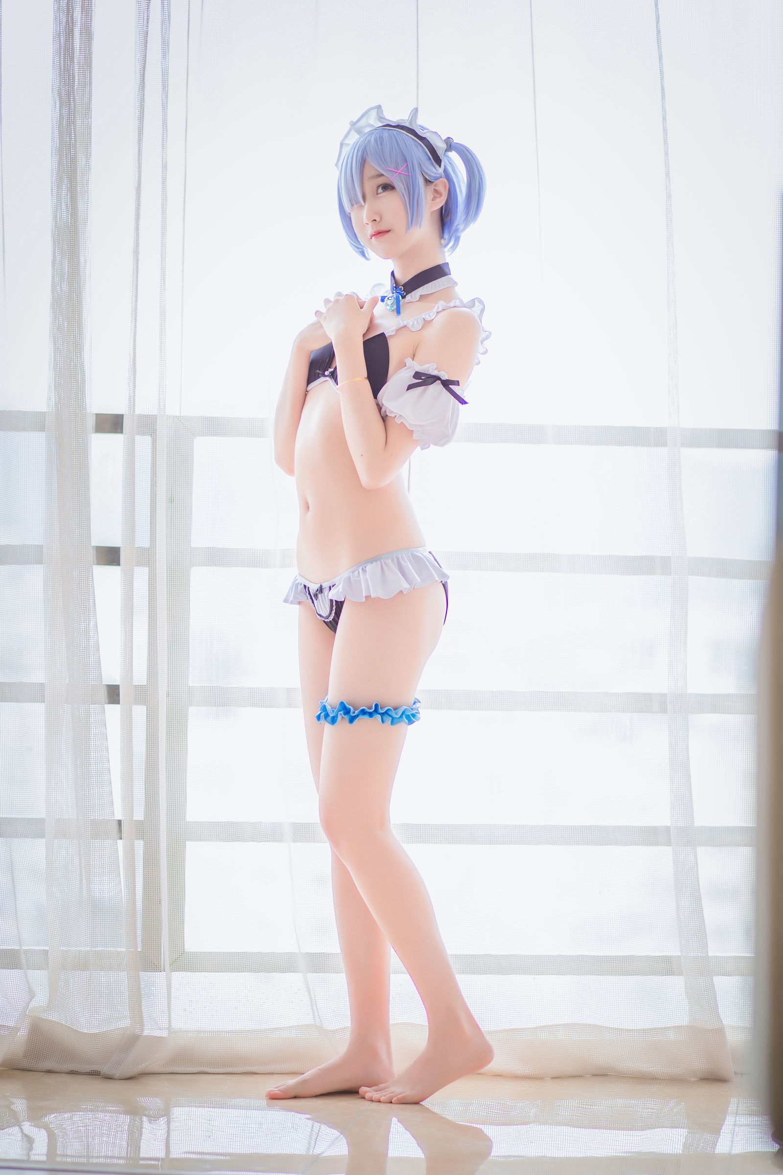 [萝莉COS] 木绵绵OwO – 蕾姆泳装+兔女郎 [30P]