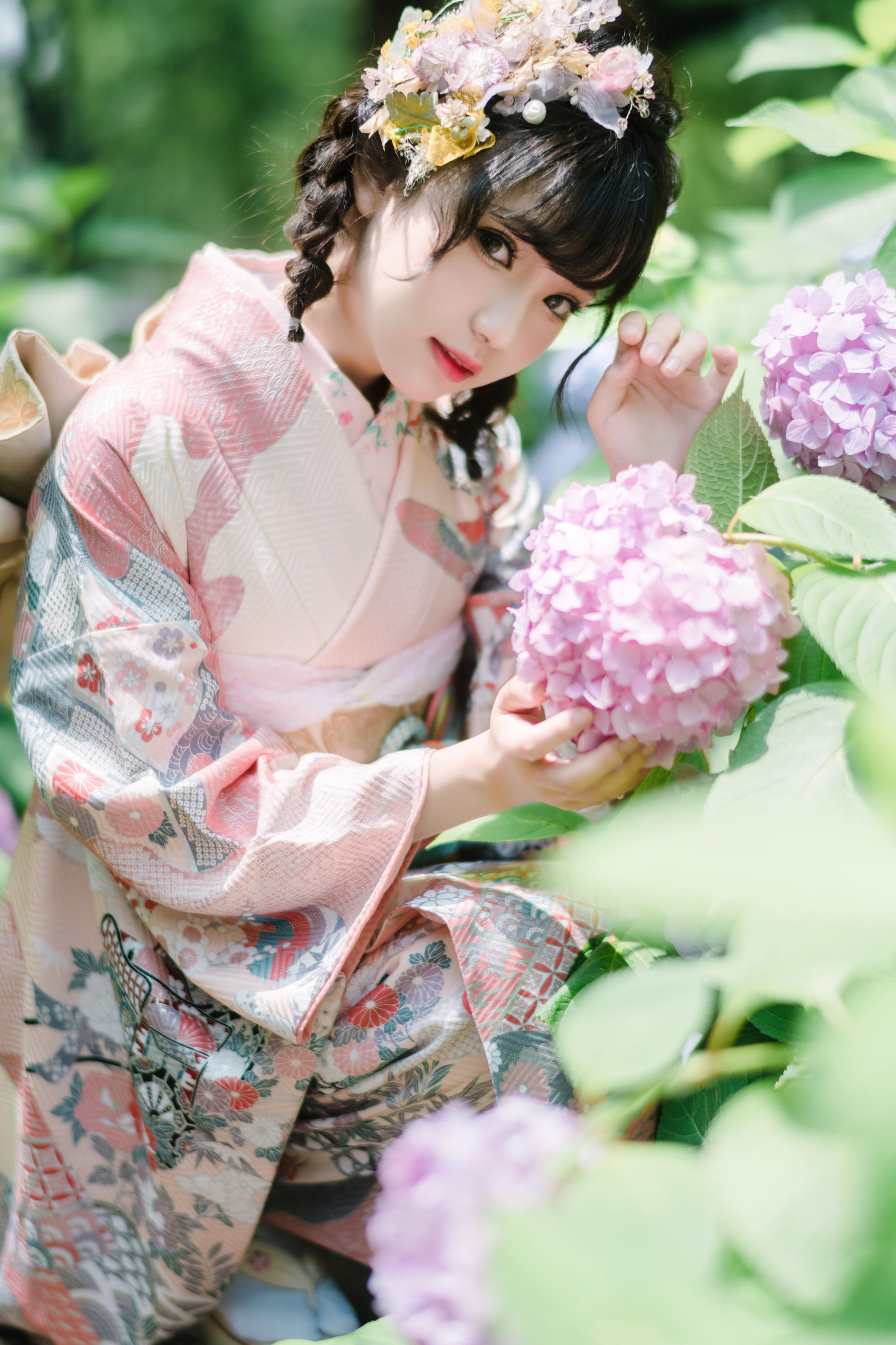 花柒Hana – 绣球花和服 [18P]