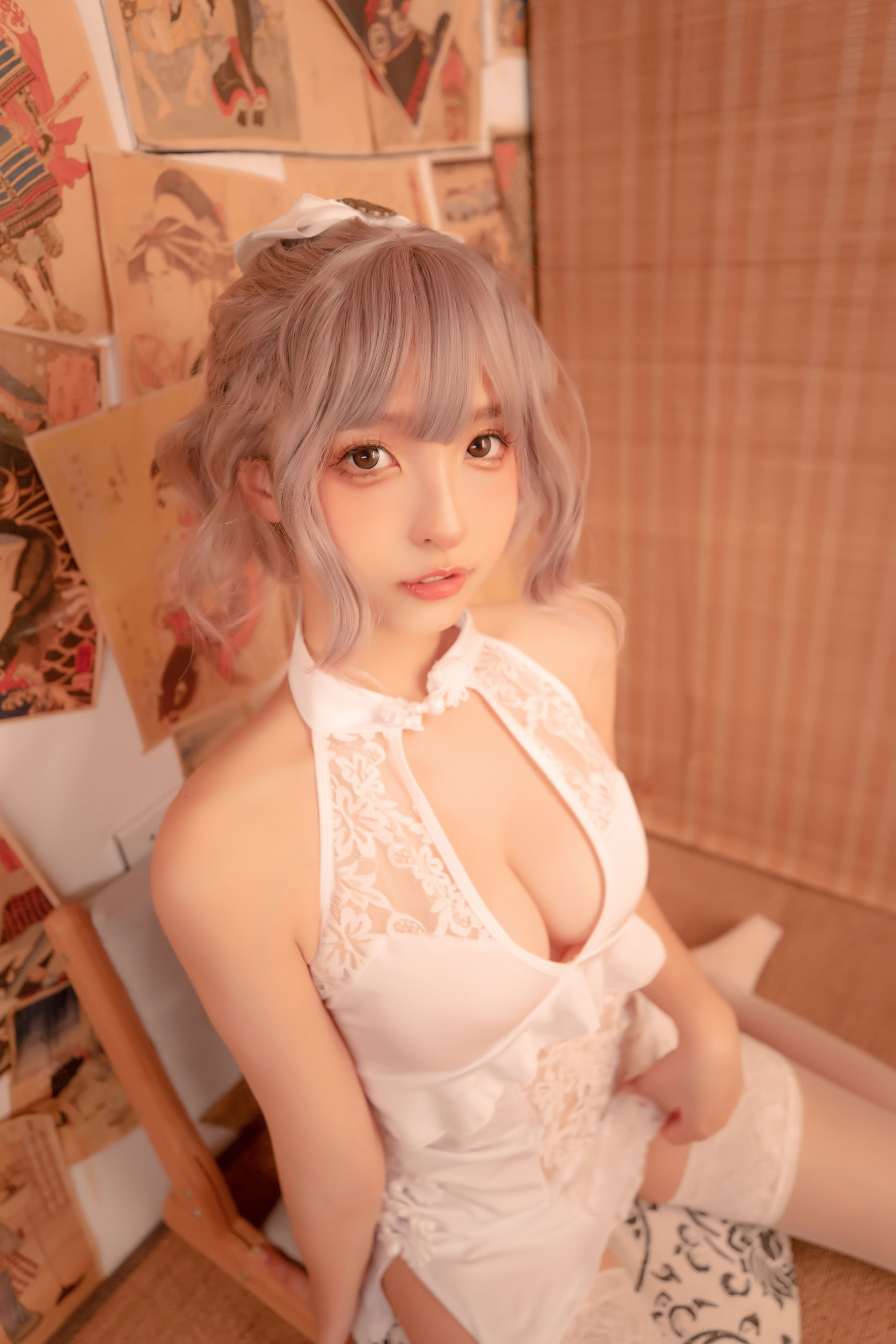 神楽坂真冬 白旗袍 [75P]