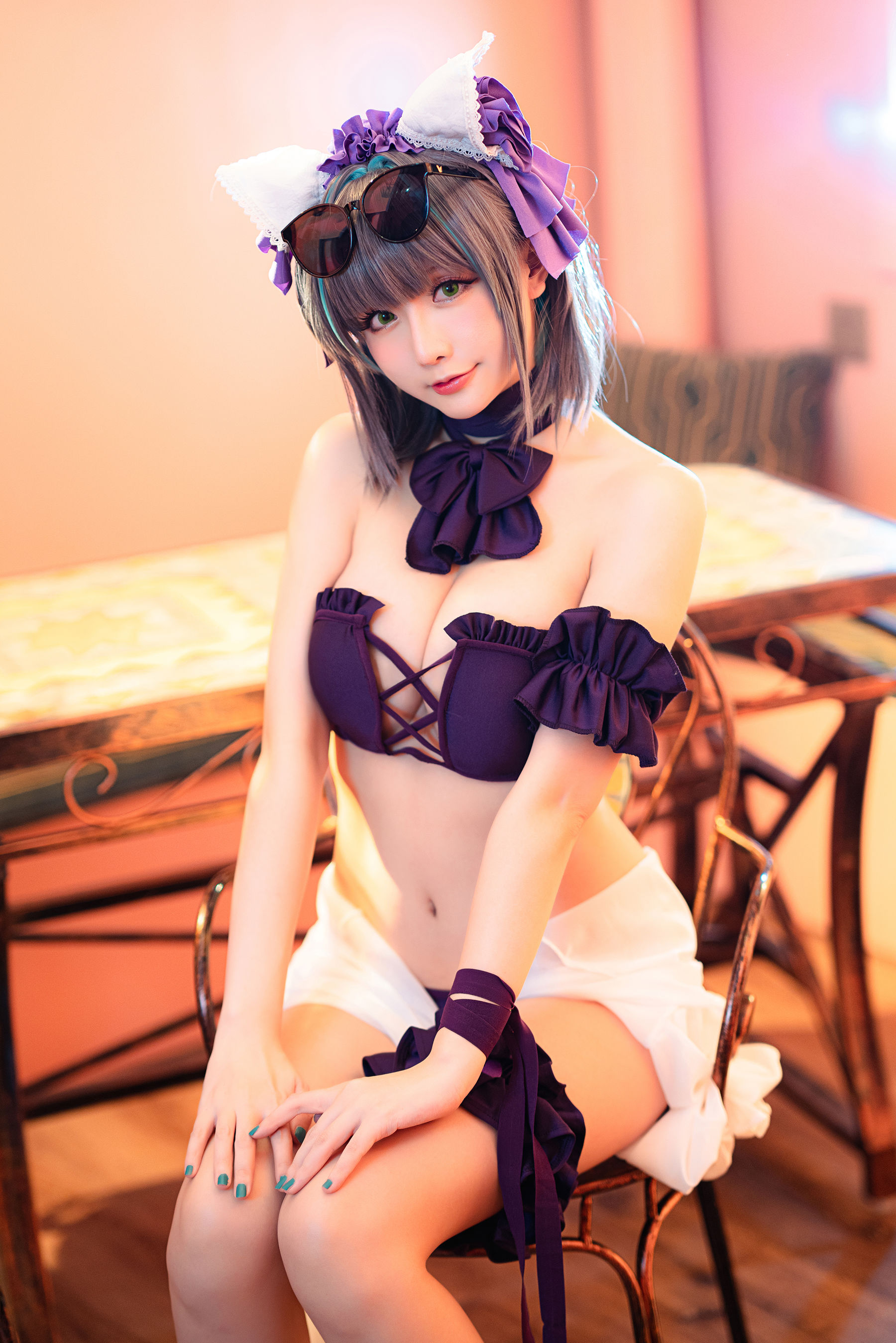 Coser小姐姐星之迟迟 – R-Maid《柴郡泳装》 [35P]