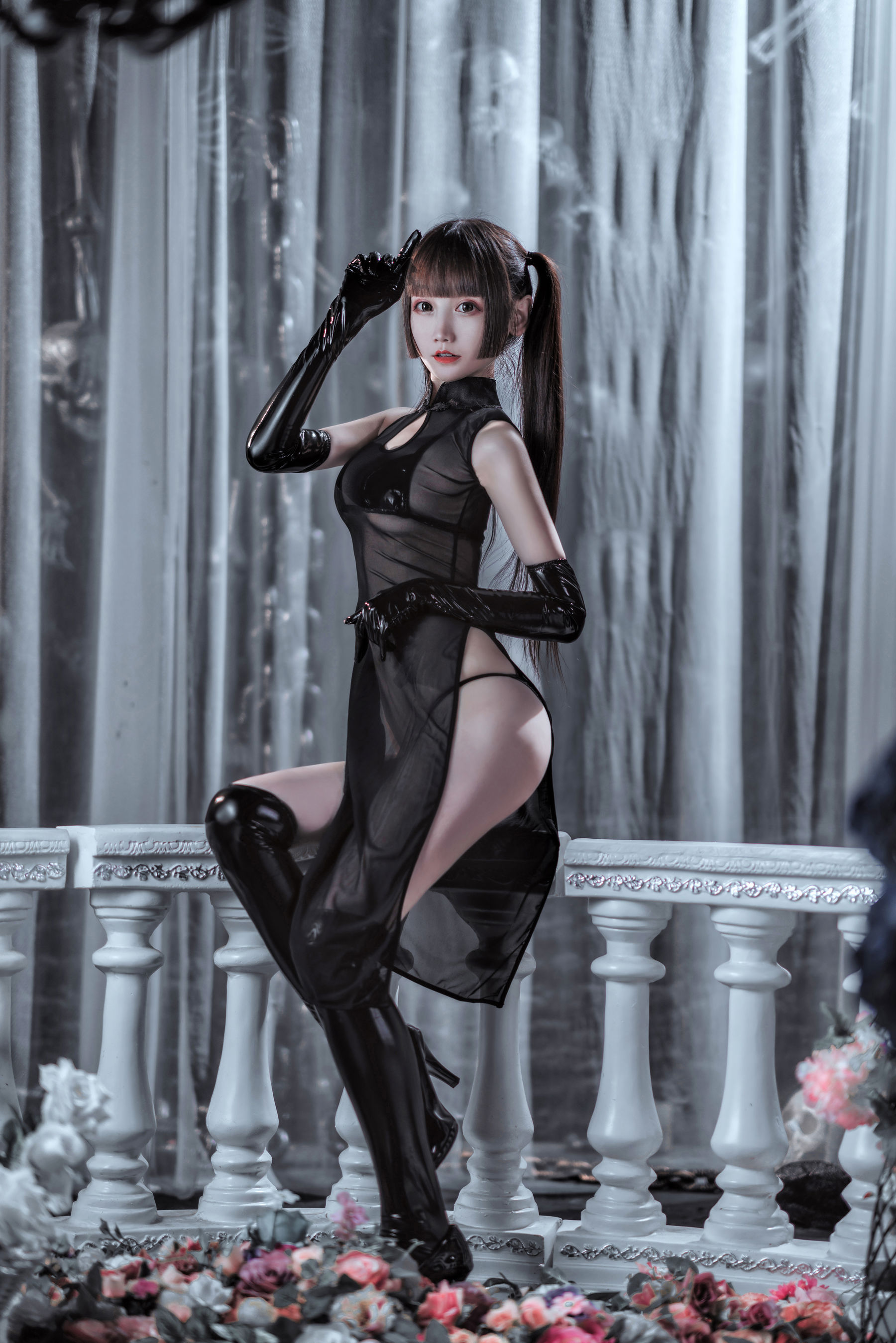 COS少女星野咪兔 – 透视网纱旗袍 [89P]
