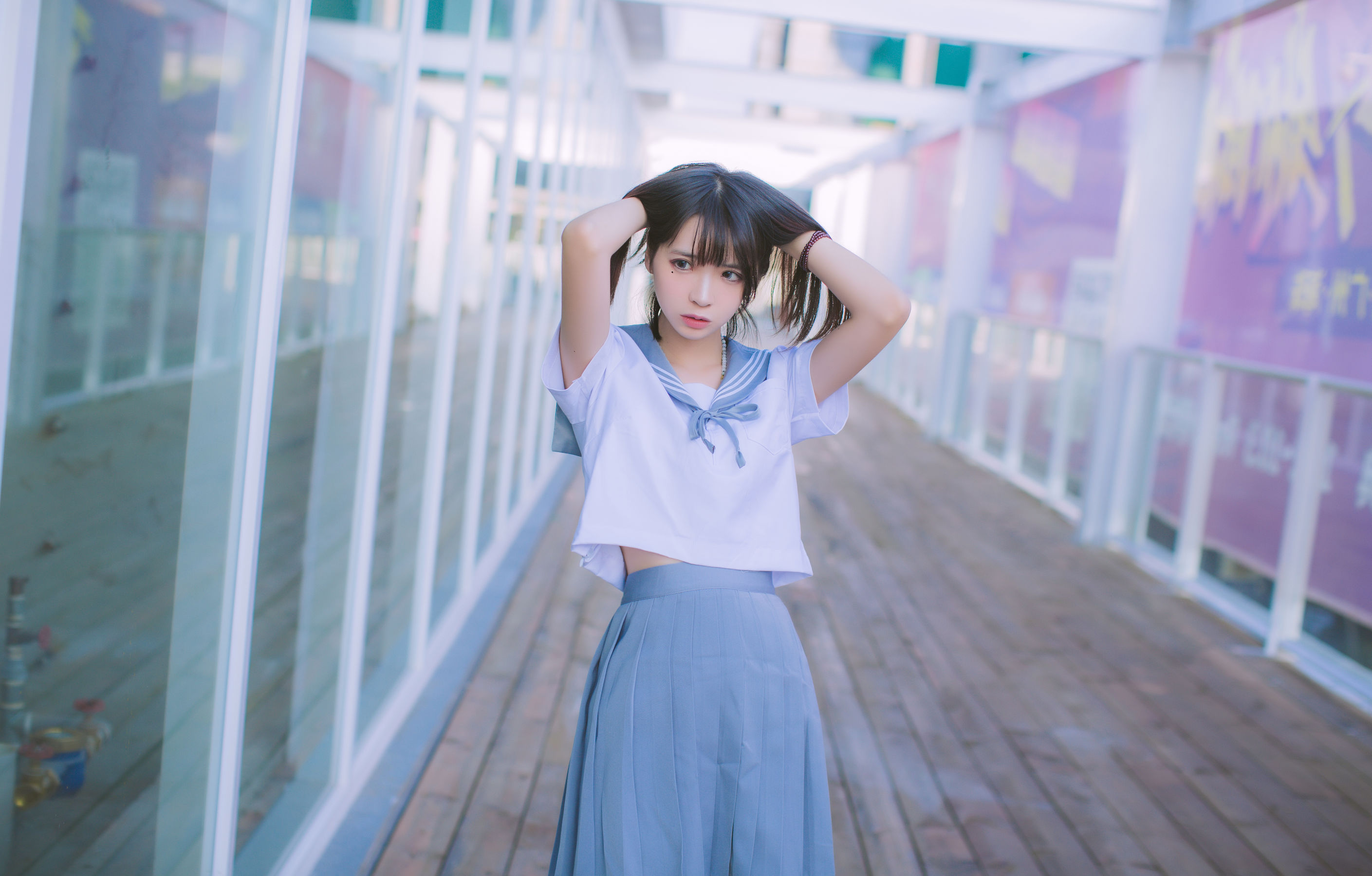 疯猫ss 海边蓝白水手服 [15P]