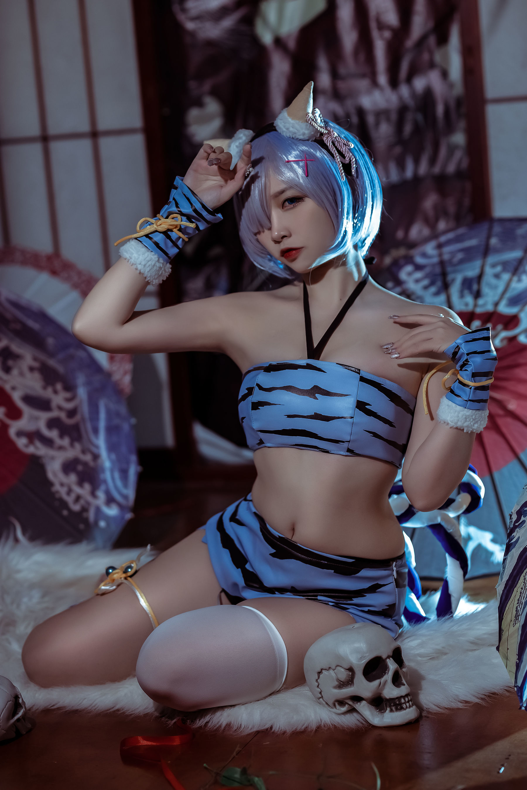 人气Coser二佐Nisa – 蕾姆 夏日鬼衣 [12P]