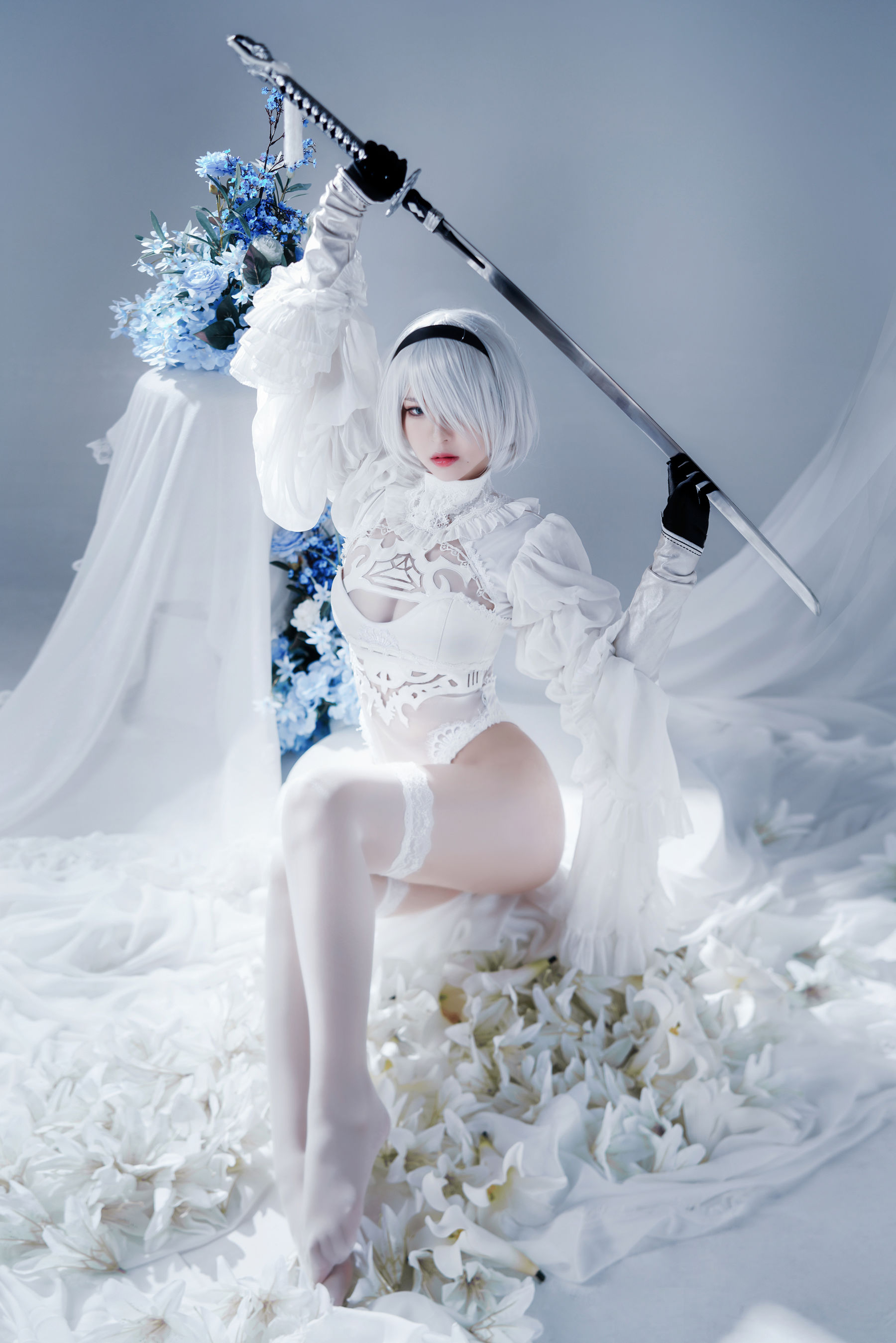 半半子 – Automataヨルハ二号B型 白いドレス [51P]