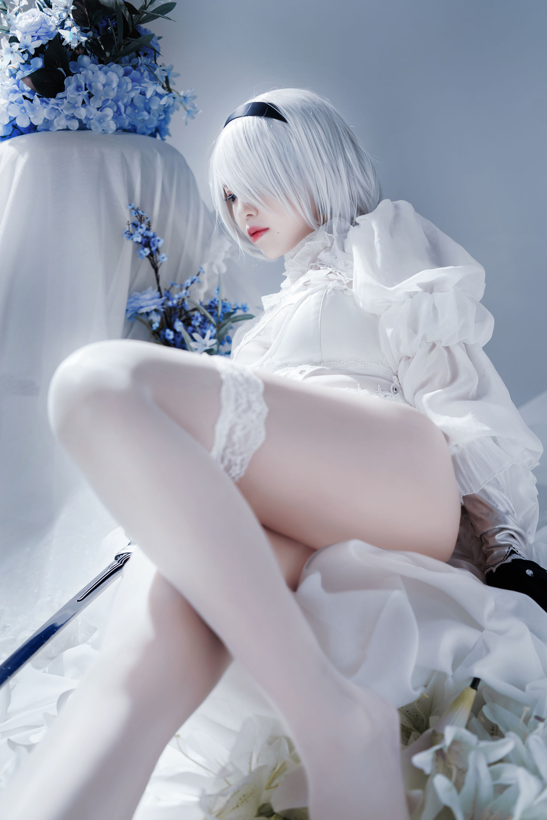 半半子 – Automataヨルハ二号B型 白いドレス [51P]