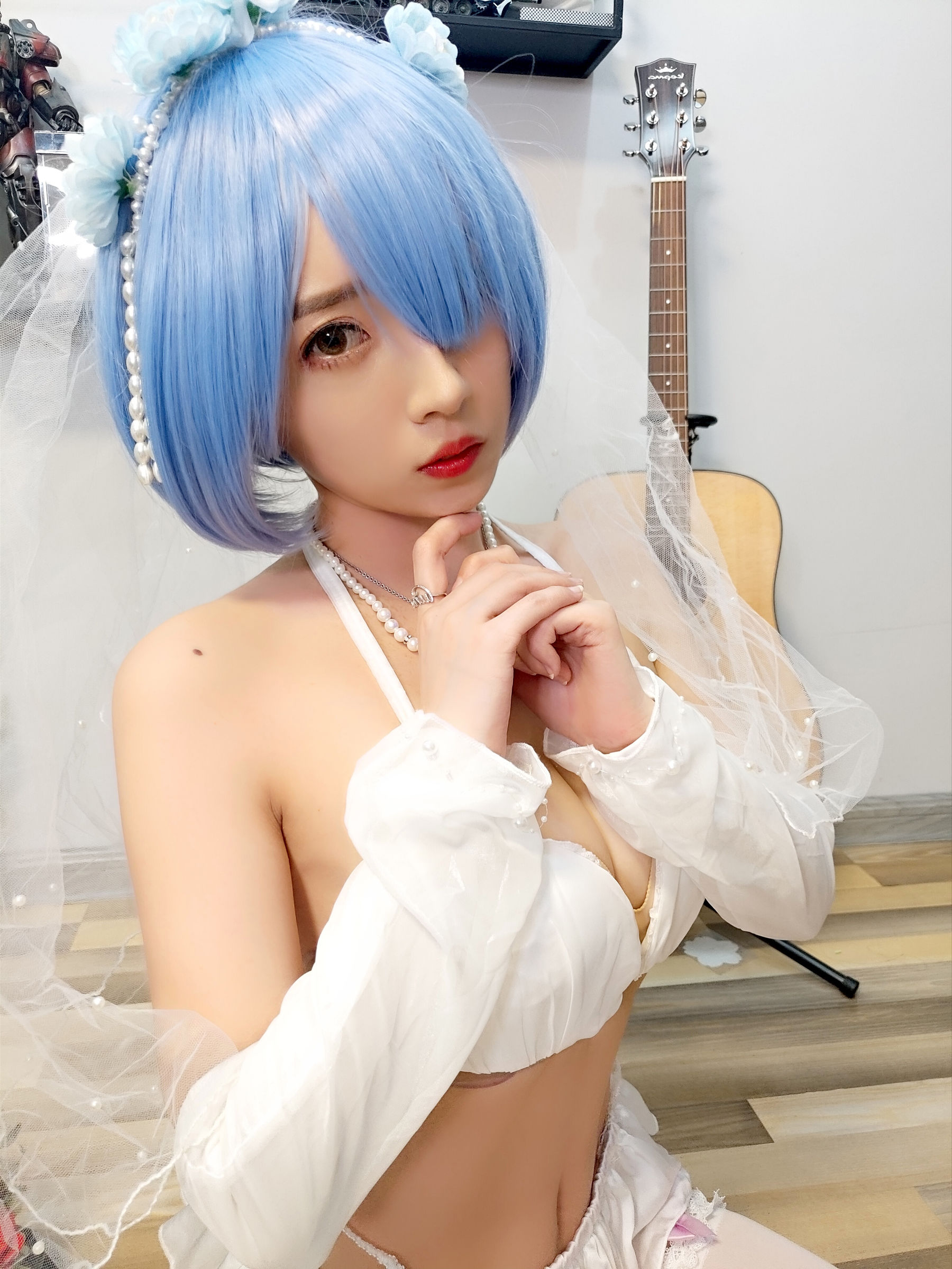 斗鱼主播小女巫露娜 – 雷姆婚纱 [29P]