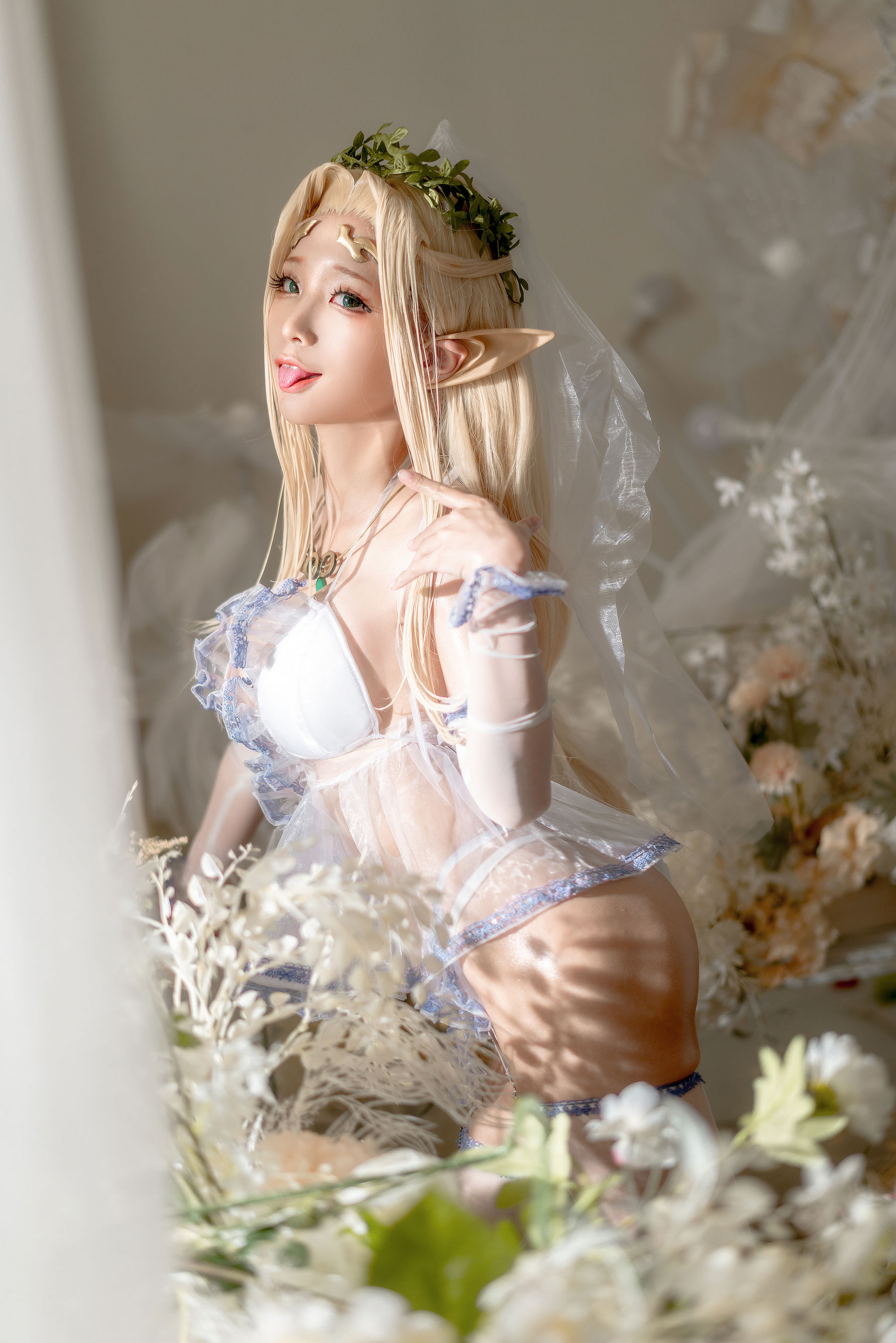 动漫博主蠢沫沫 – 白精灵 婚纱 [60P]