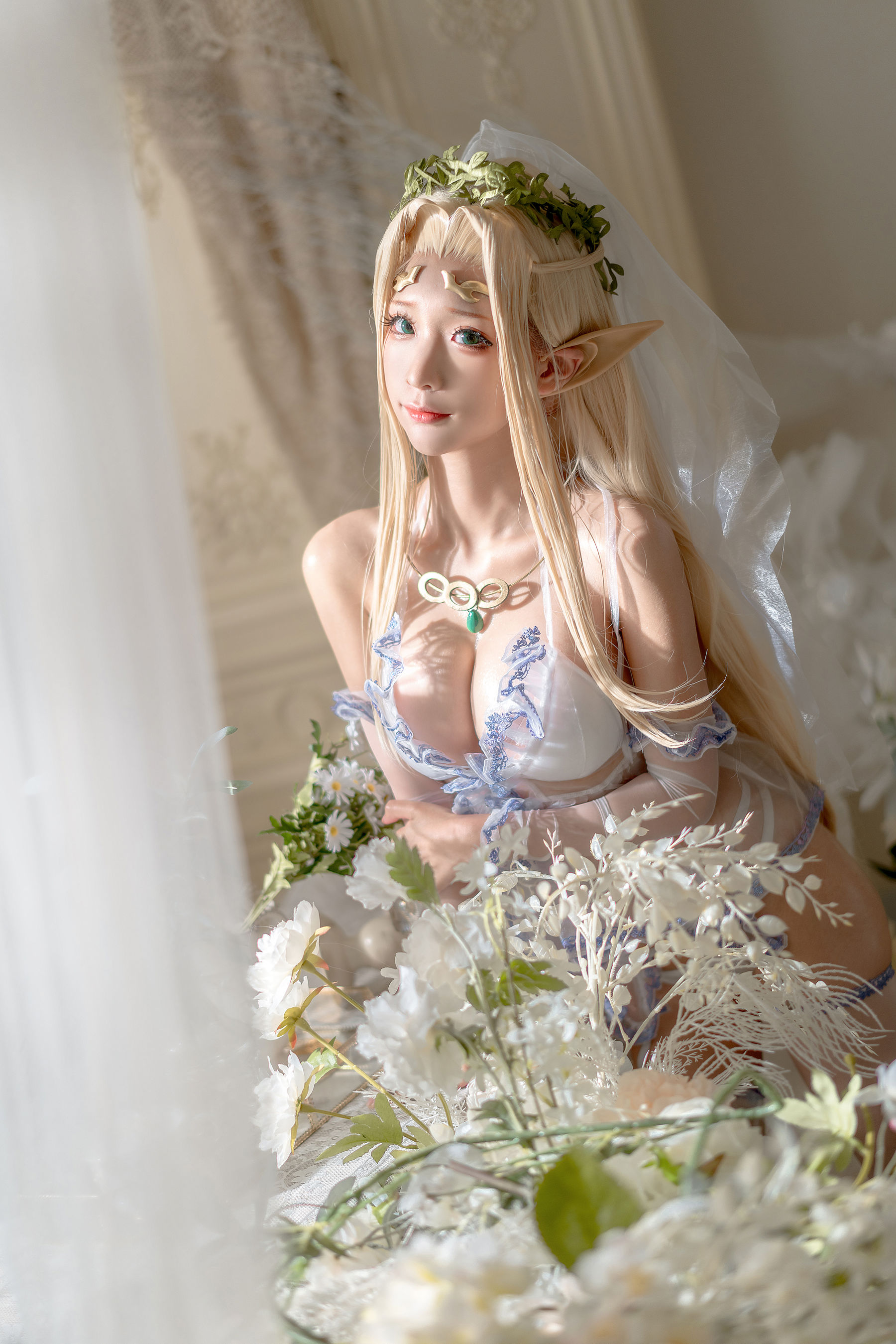 动漫博主蠢沫沫 – 白精灵 婚纱 [60P]