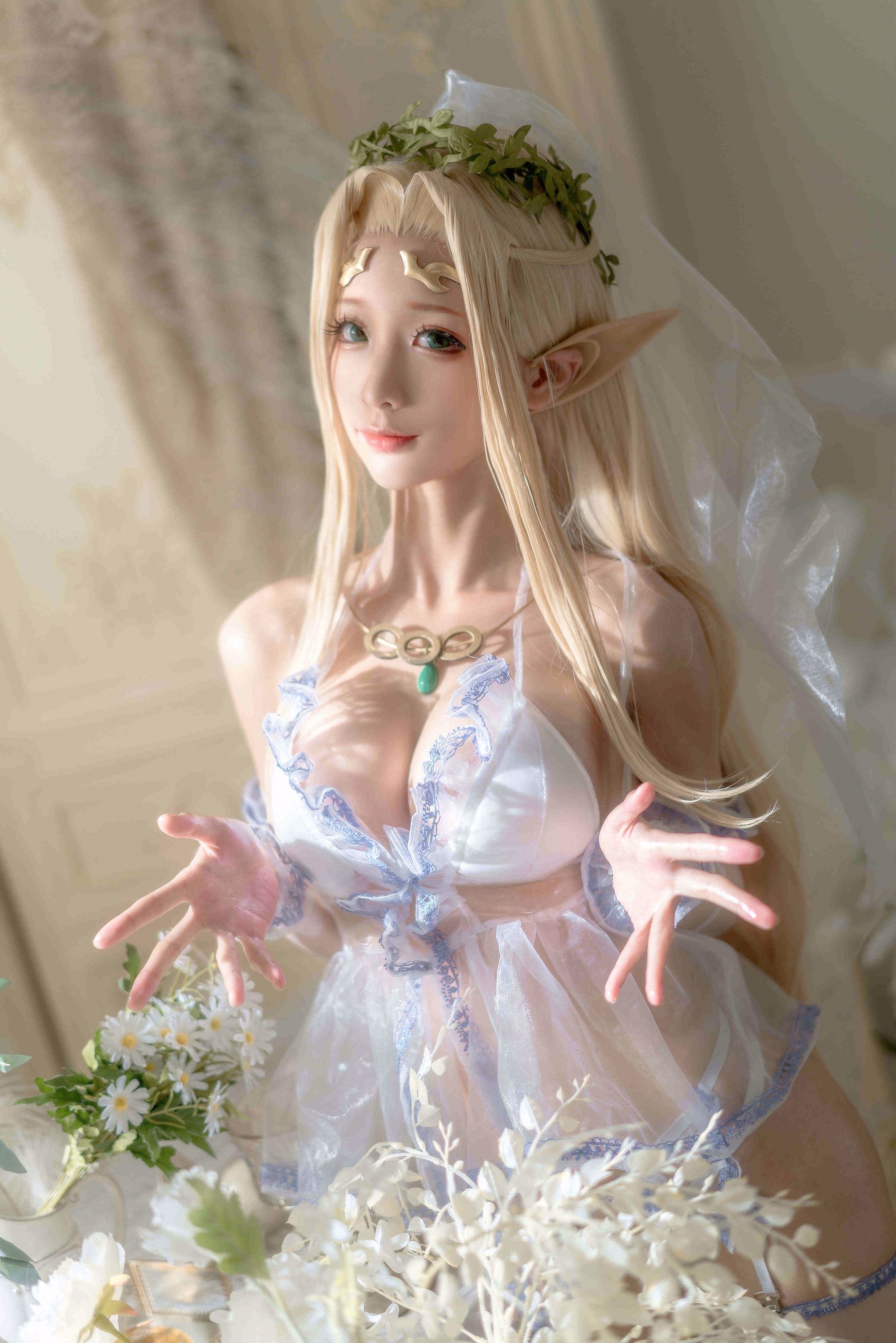 动漫博主蠢沫沫 – 白精灵 婚纱 [60P]
