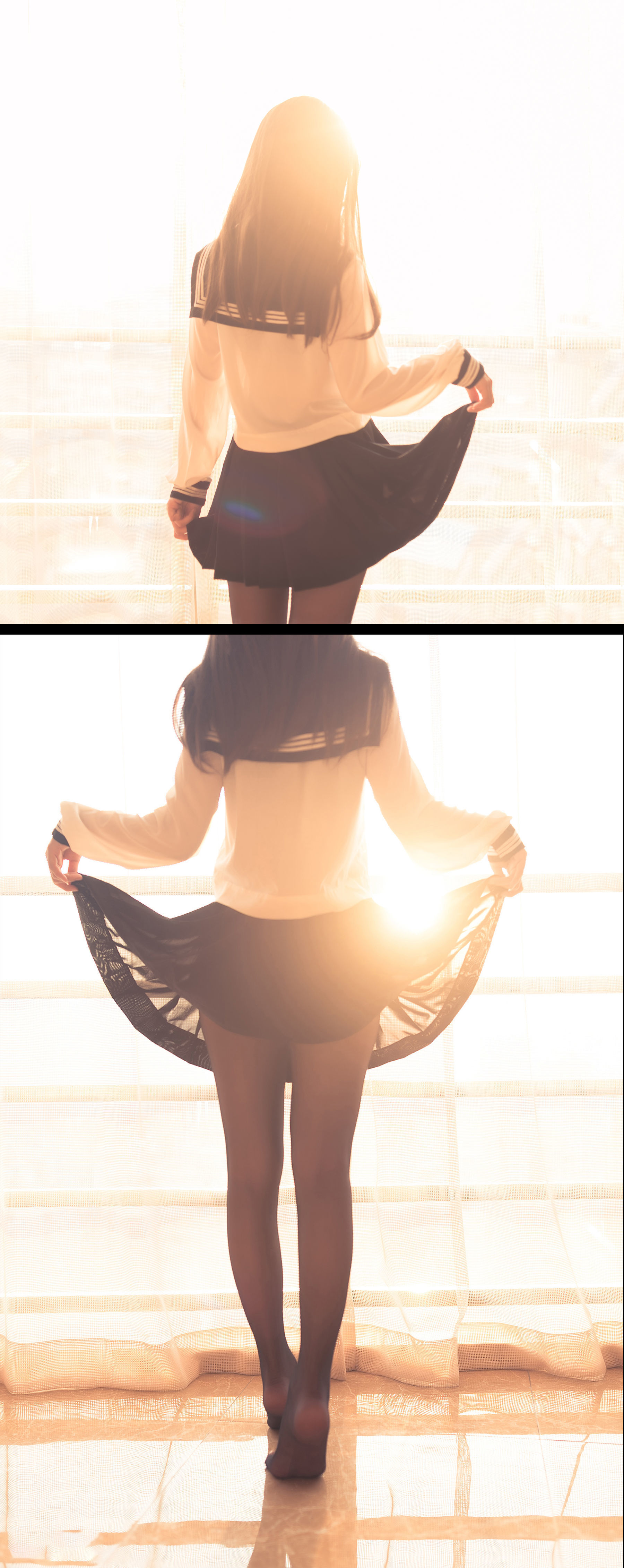 [萝莉COS] 白金Saki – 半透明水手服 [36P]