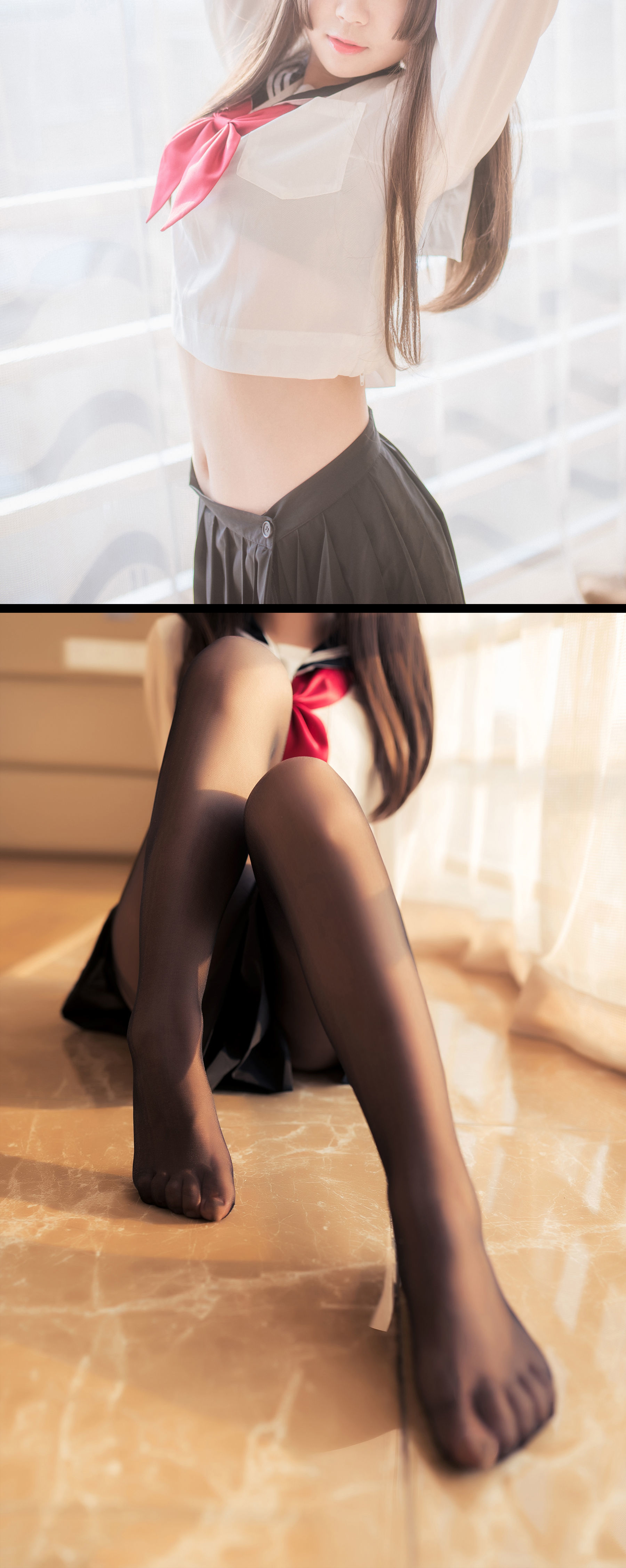 [萝莉COS] 白金Saki – 半透明水手服 [36P]
