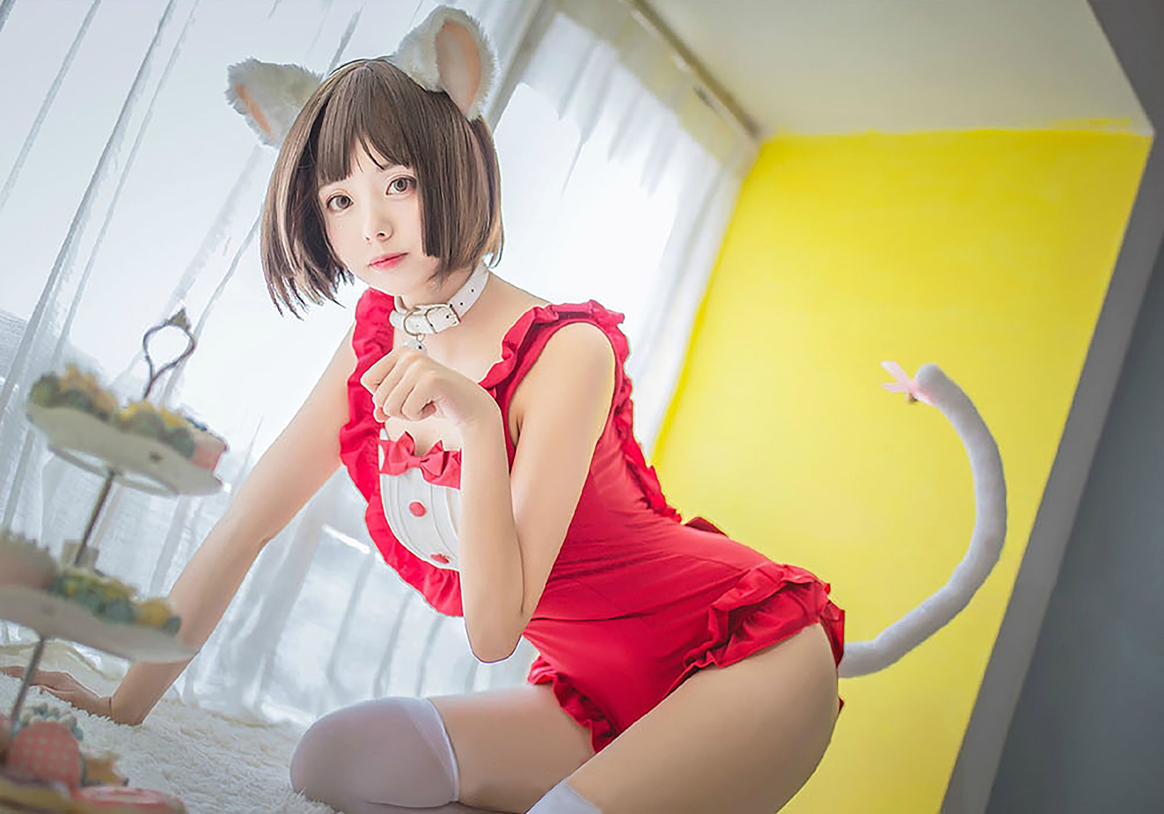 [萝莉COS] 萌系小野妹子w – 猫系泳衣+魔法少女伊莉雅 [23P]