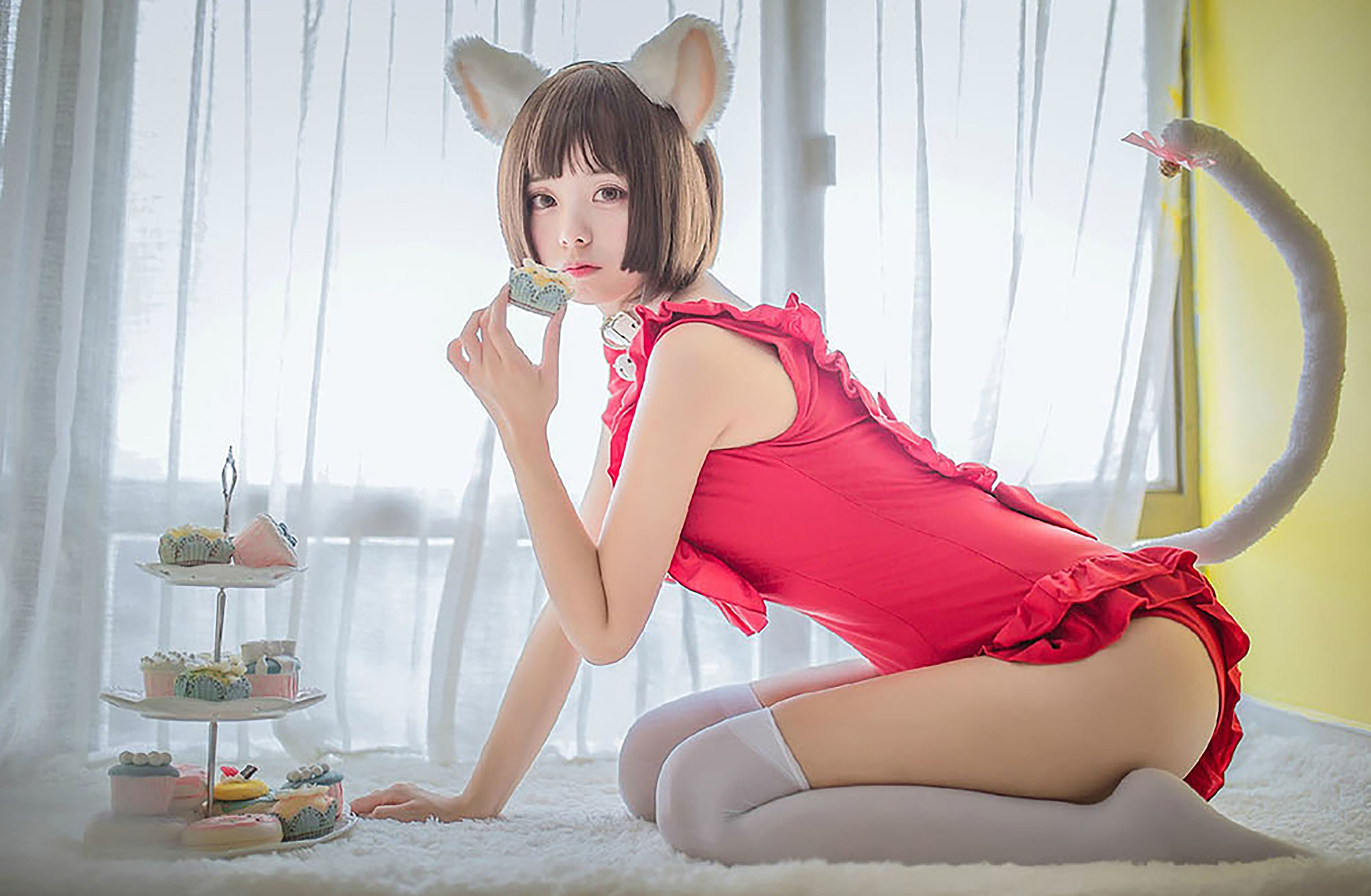 [萝莉COS] 萌系小野妹子w – 猫系泳衣+魔法少女伊莉雅 [23P]