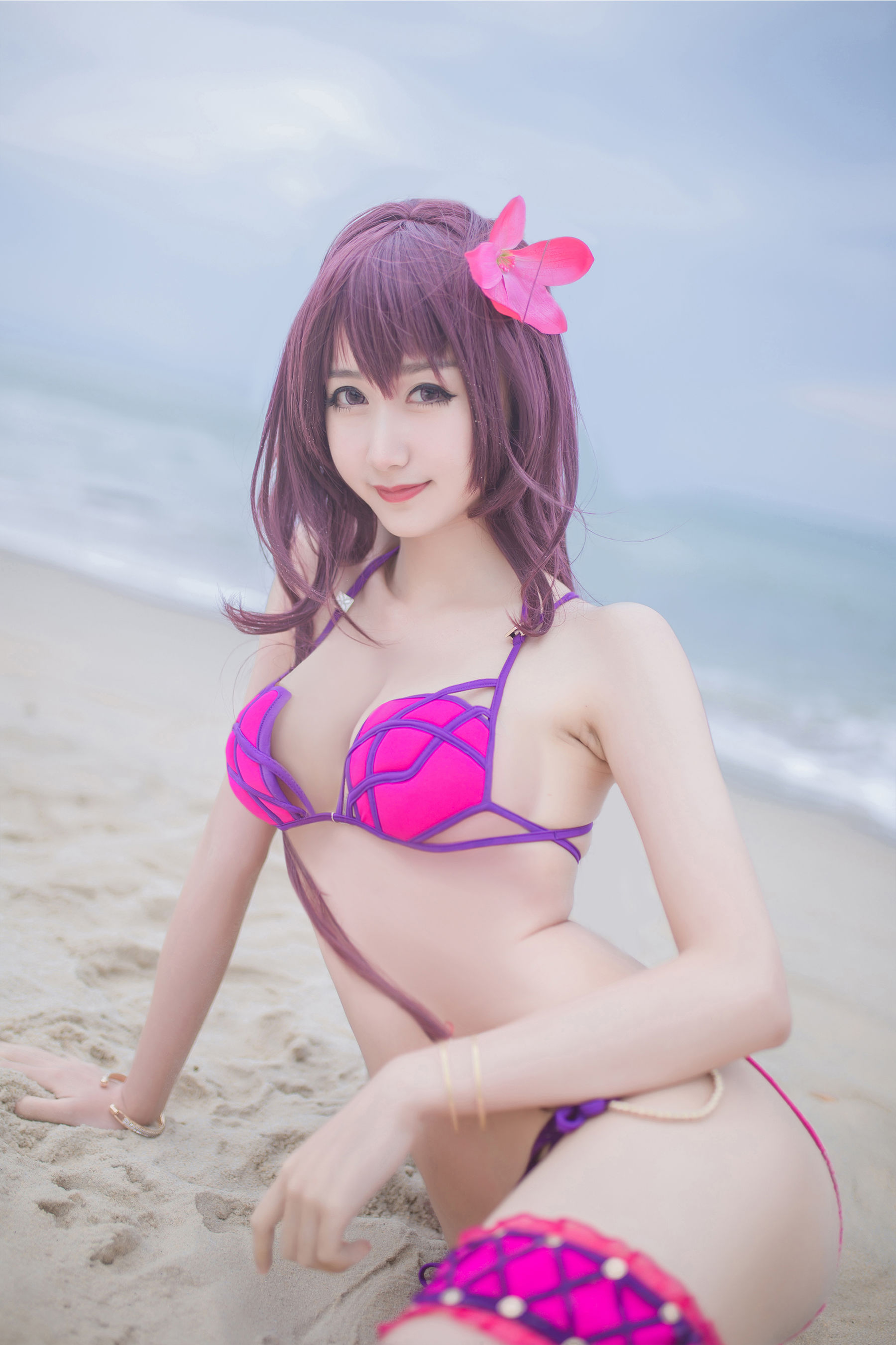 [萝莉COS] 木绵绵OwO – 沙滩斯卡哈 [21P]
