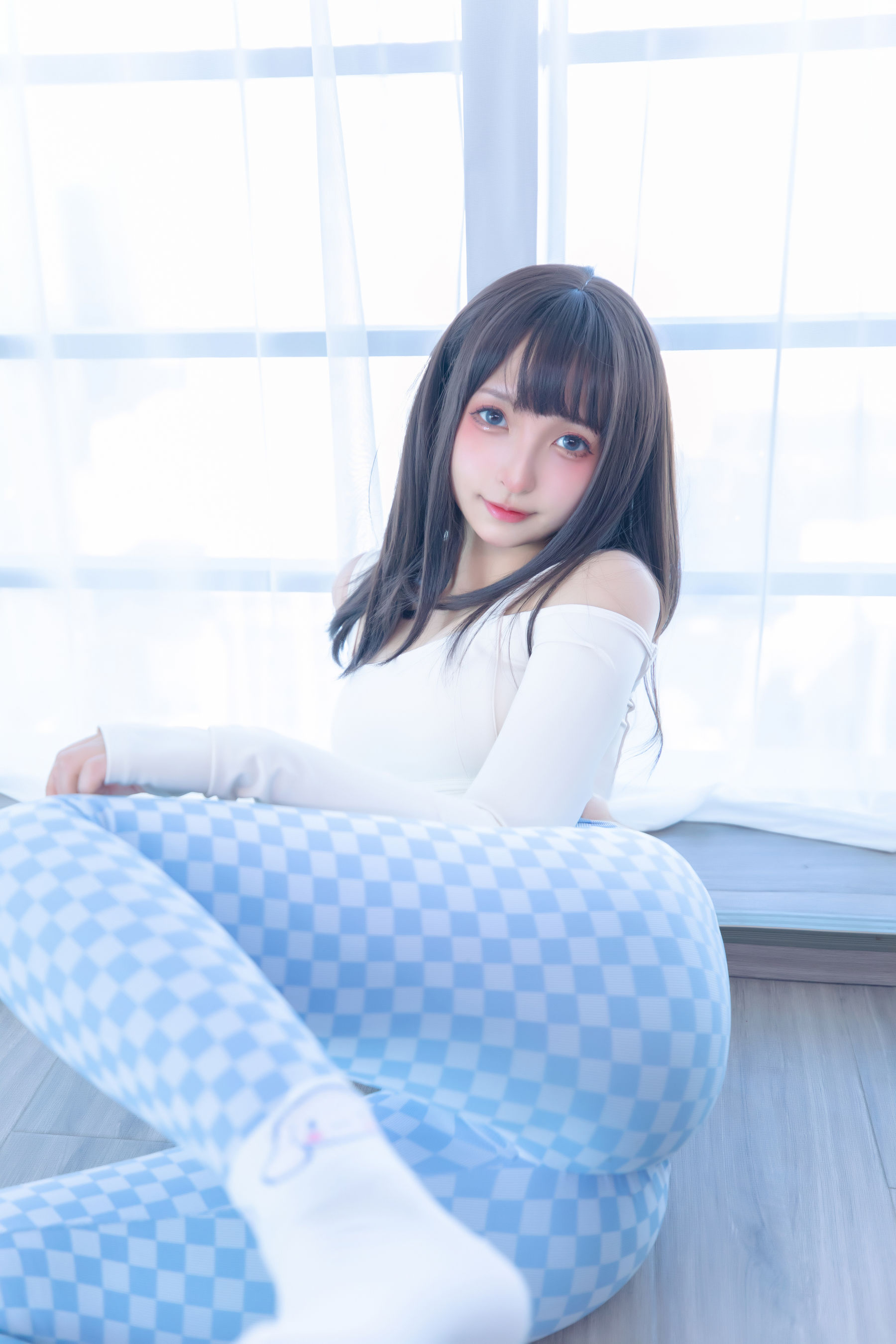 萝莉神楽板真冬 – 蓝白格 [75P]