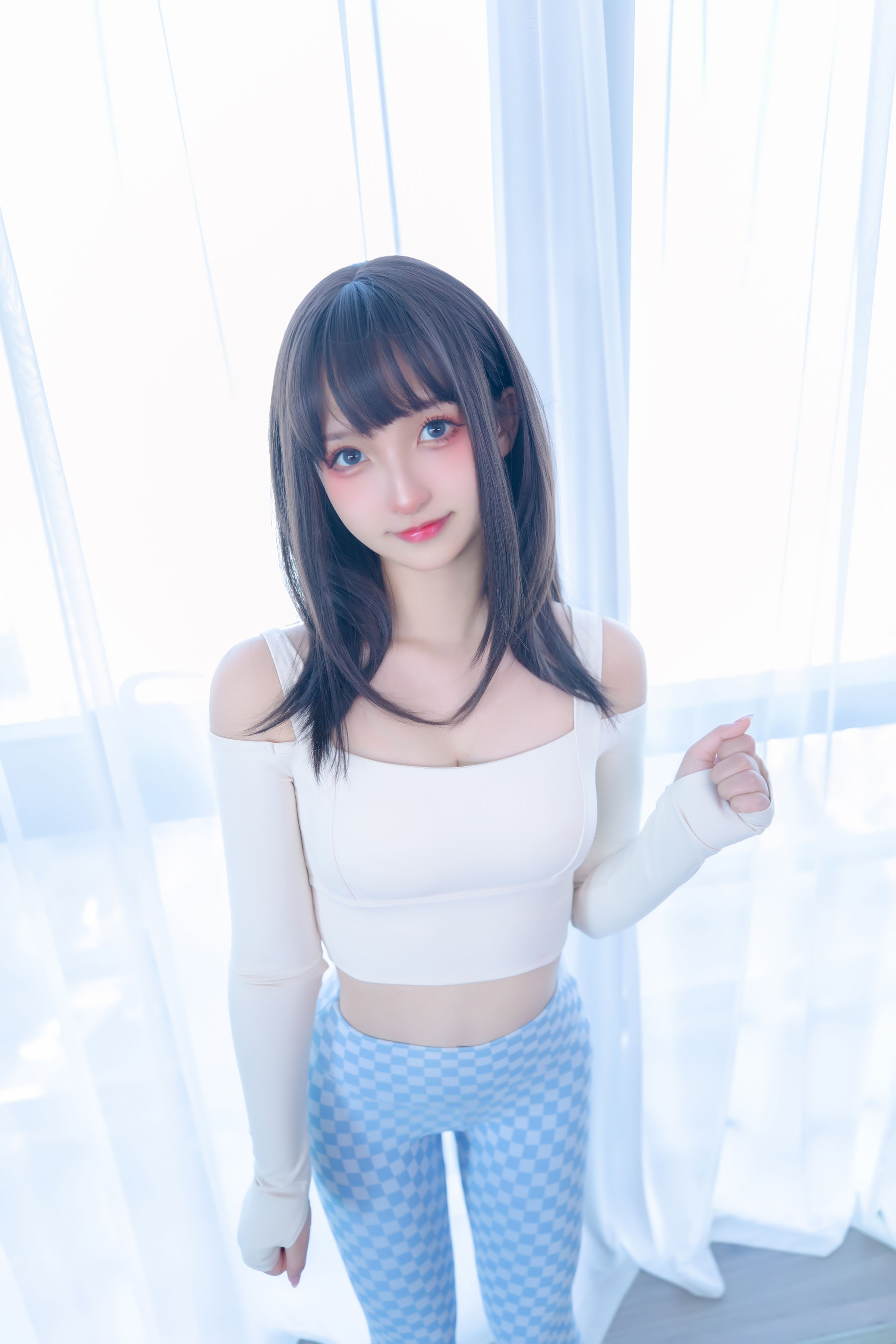 萝莉神楽板真冬 – 蓝白格 [75P]