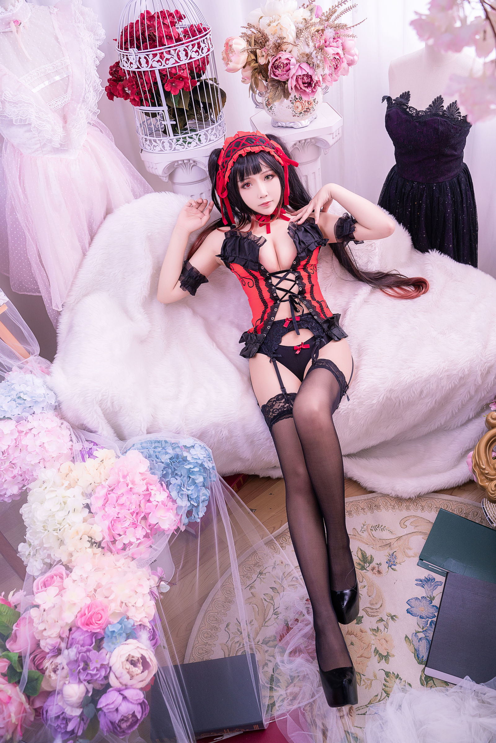 [萝莉COS] 二次元妹子抱走莫子aa – 狂三 黑色蕾丝 [38P]
