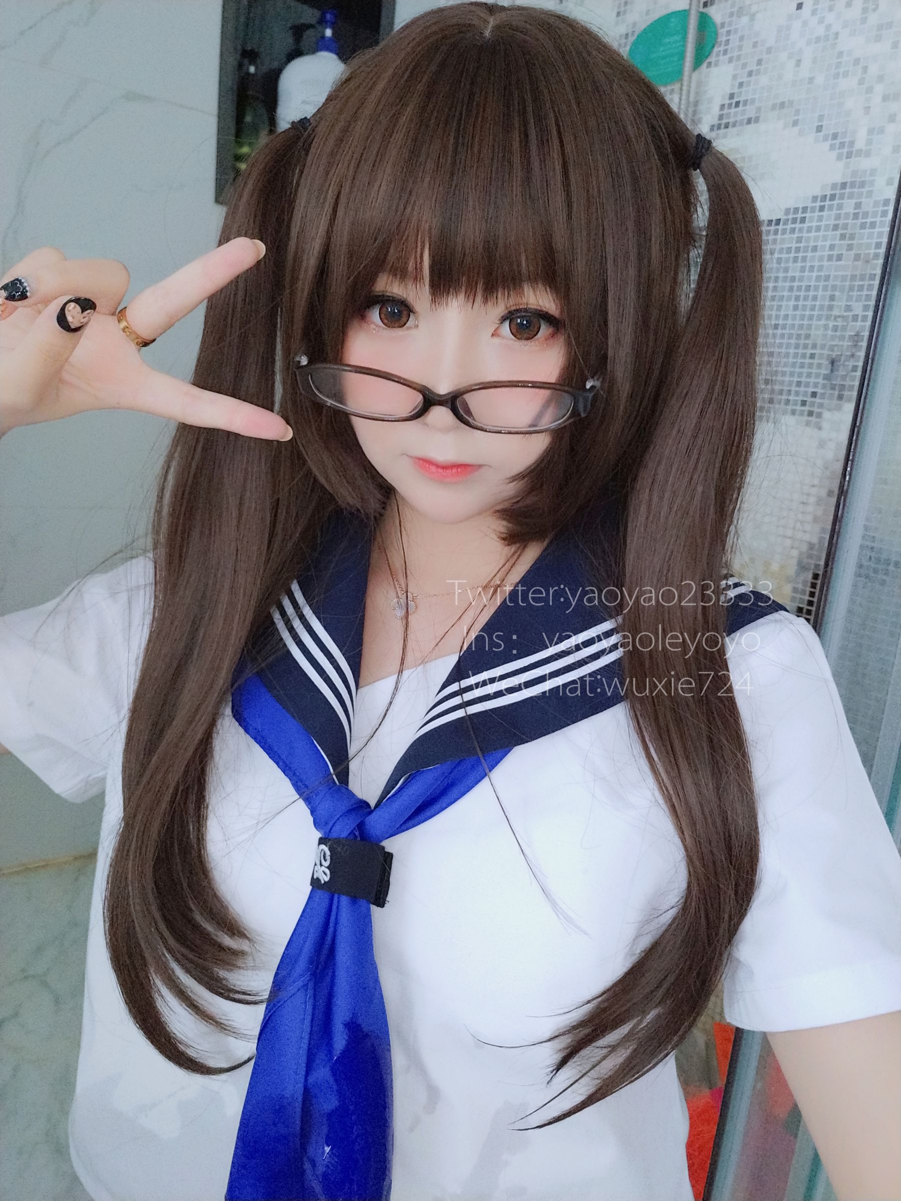 [萝莉COS] 摇摇乐yoyo – 蓝色jk [37P]