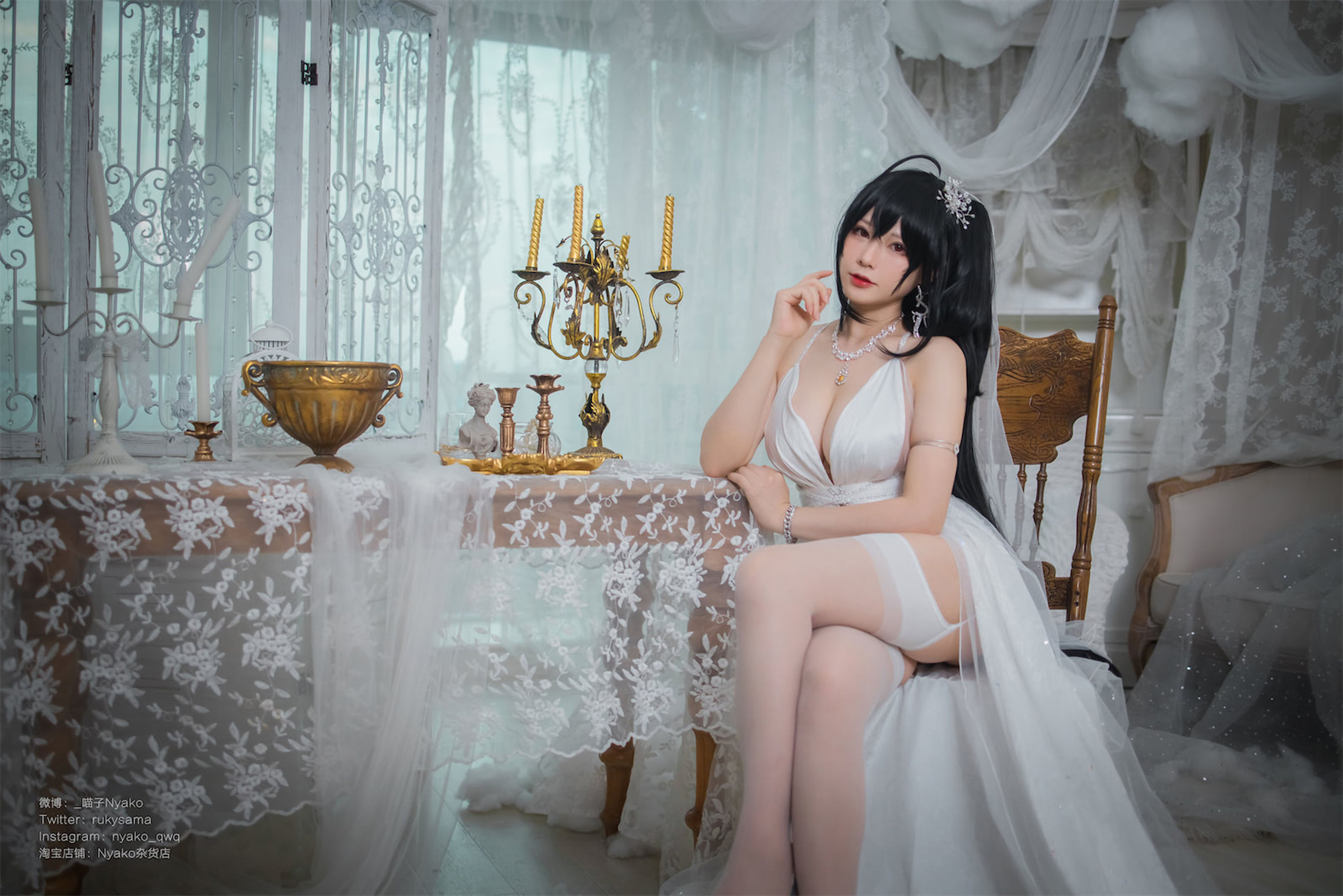 萌妹子Nyako喵子 – 大凤纯白婚纱 [65P]
