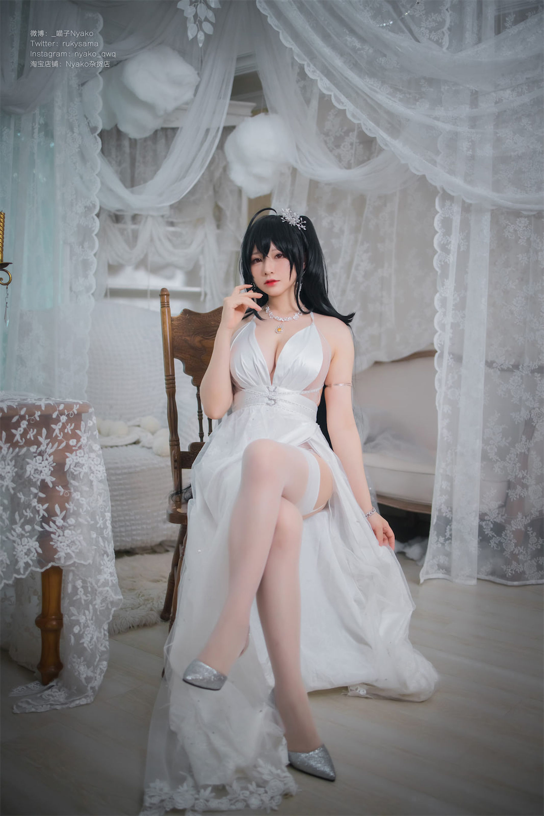 萌妹子Nyako喵子 – 大凤纯白婚纱 [65P]