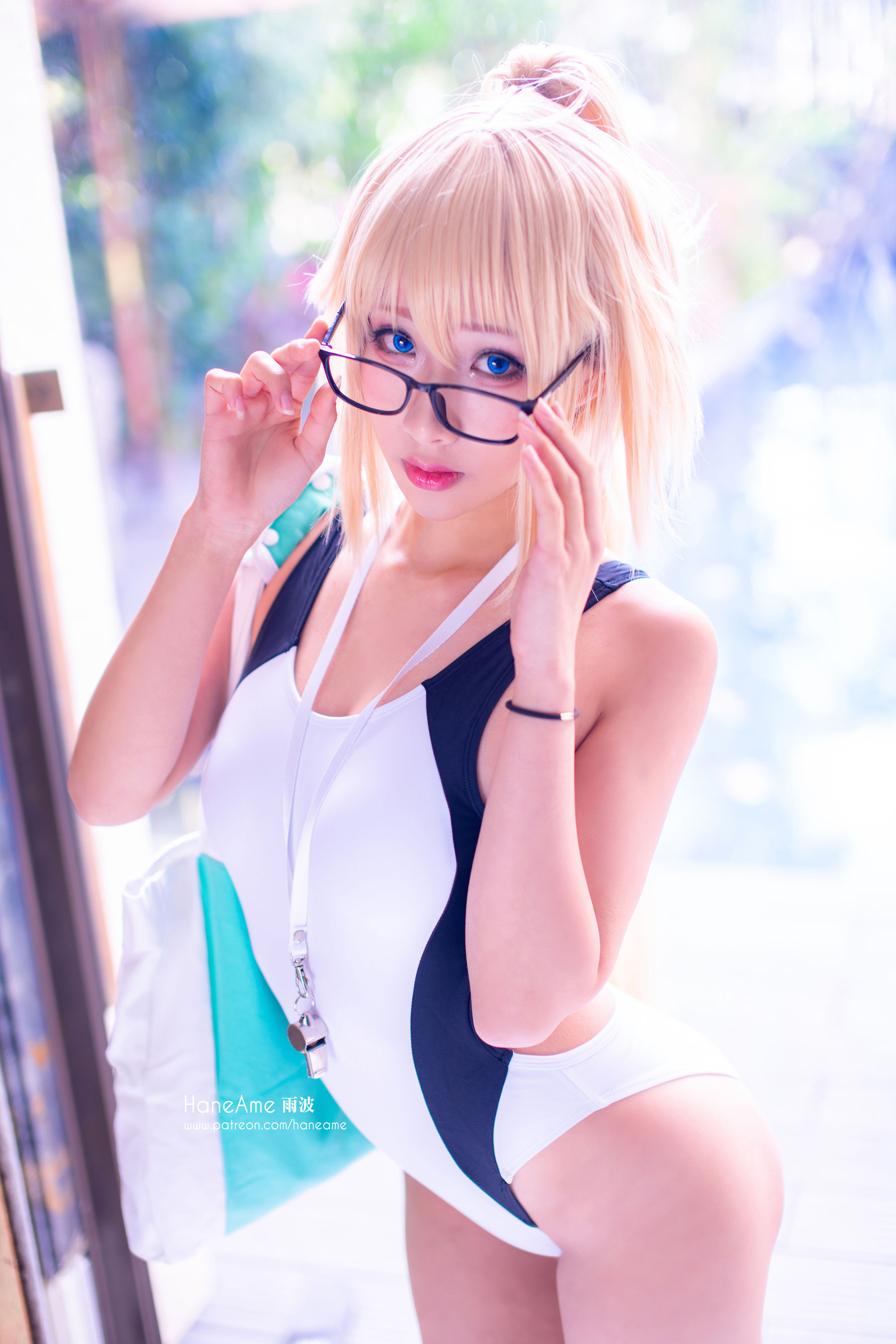 Hane Ame 雨波 – 白贞泳装 [9P]