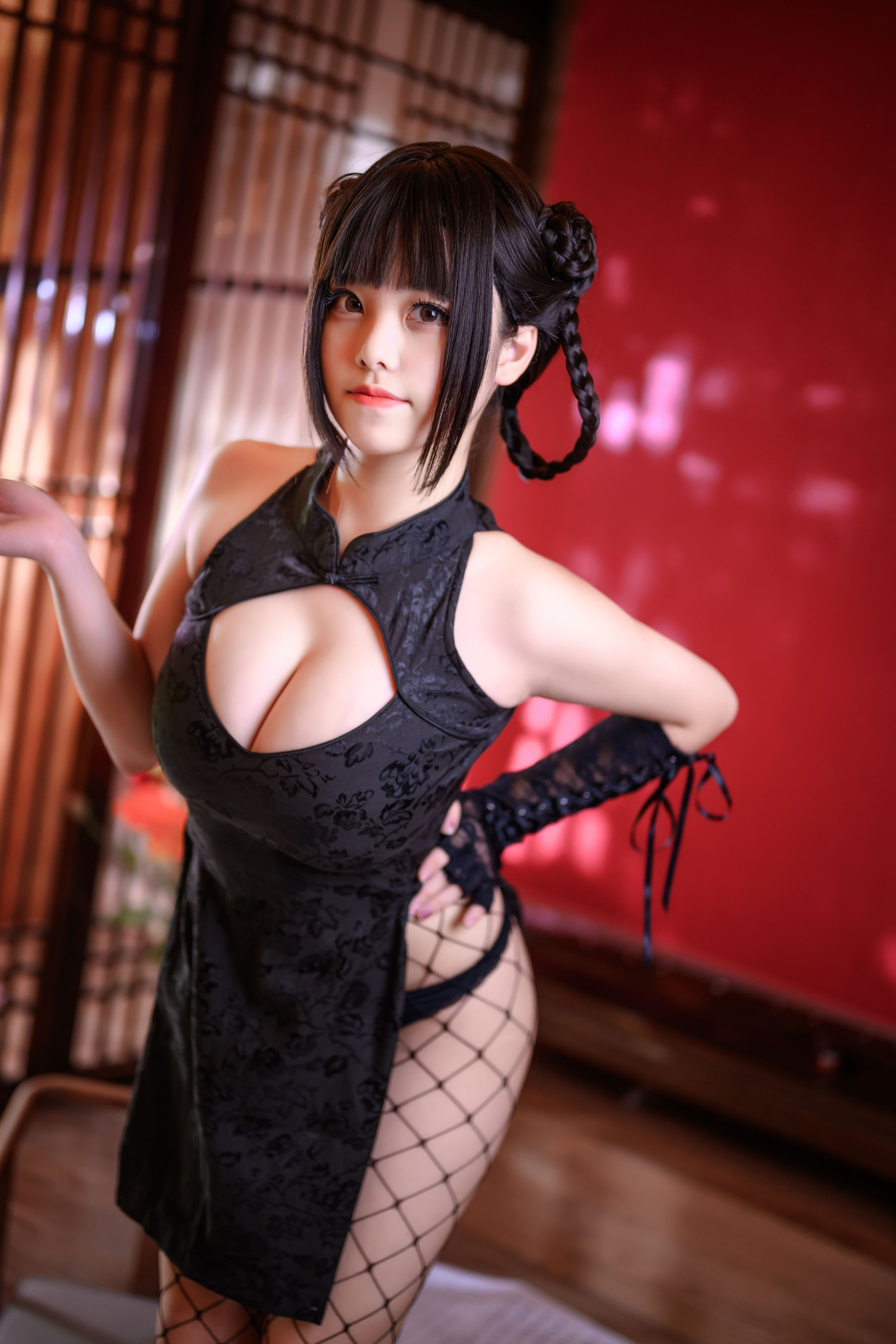 萌系小姐姐蜜汁猫裘 – 魔女旗袍 [56P]
