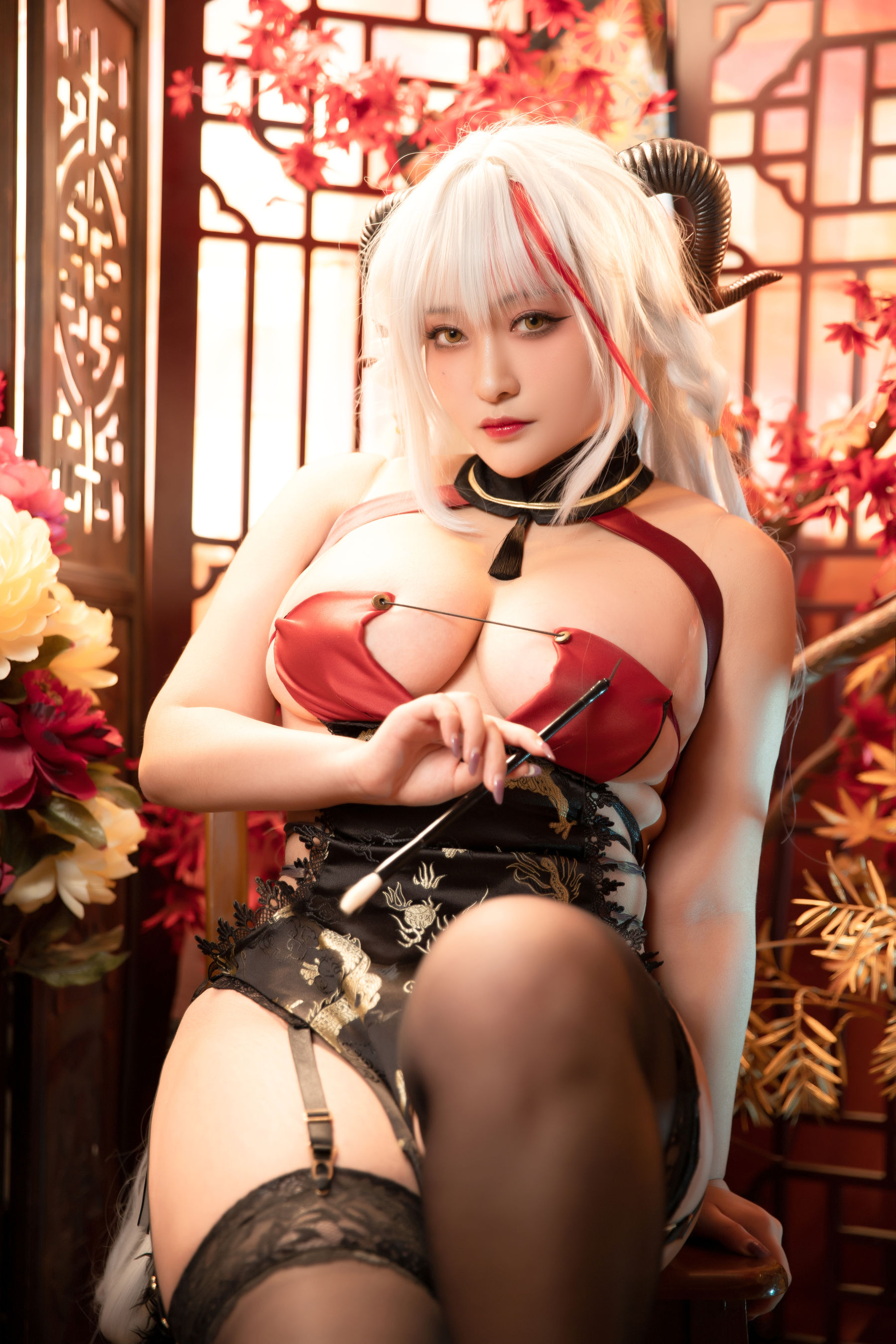 动漫博主洛璃LoLiSAMA – 埃吉尔旗袍 金龙腾祥云 [65P]